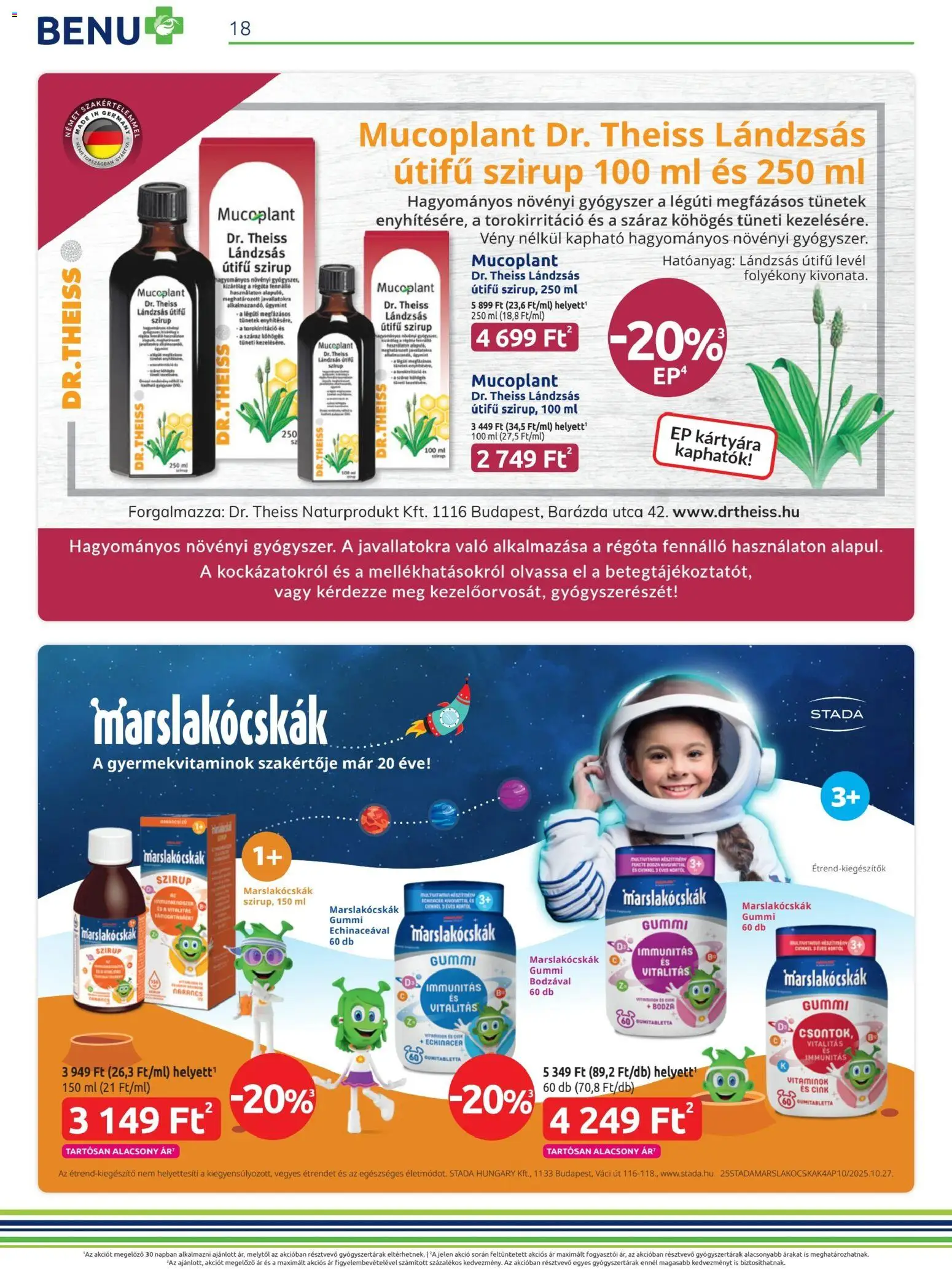 BENU Gyógyszertárak akciós ujság - amely érvényes a következő dátumtól: 01.01.2026 | Oldal: 18 | Termékek: Narancs