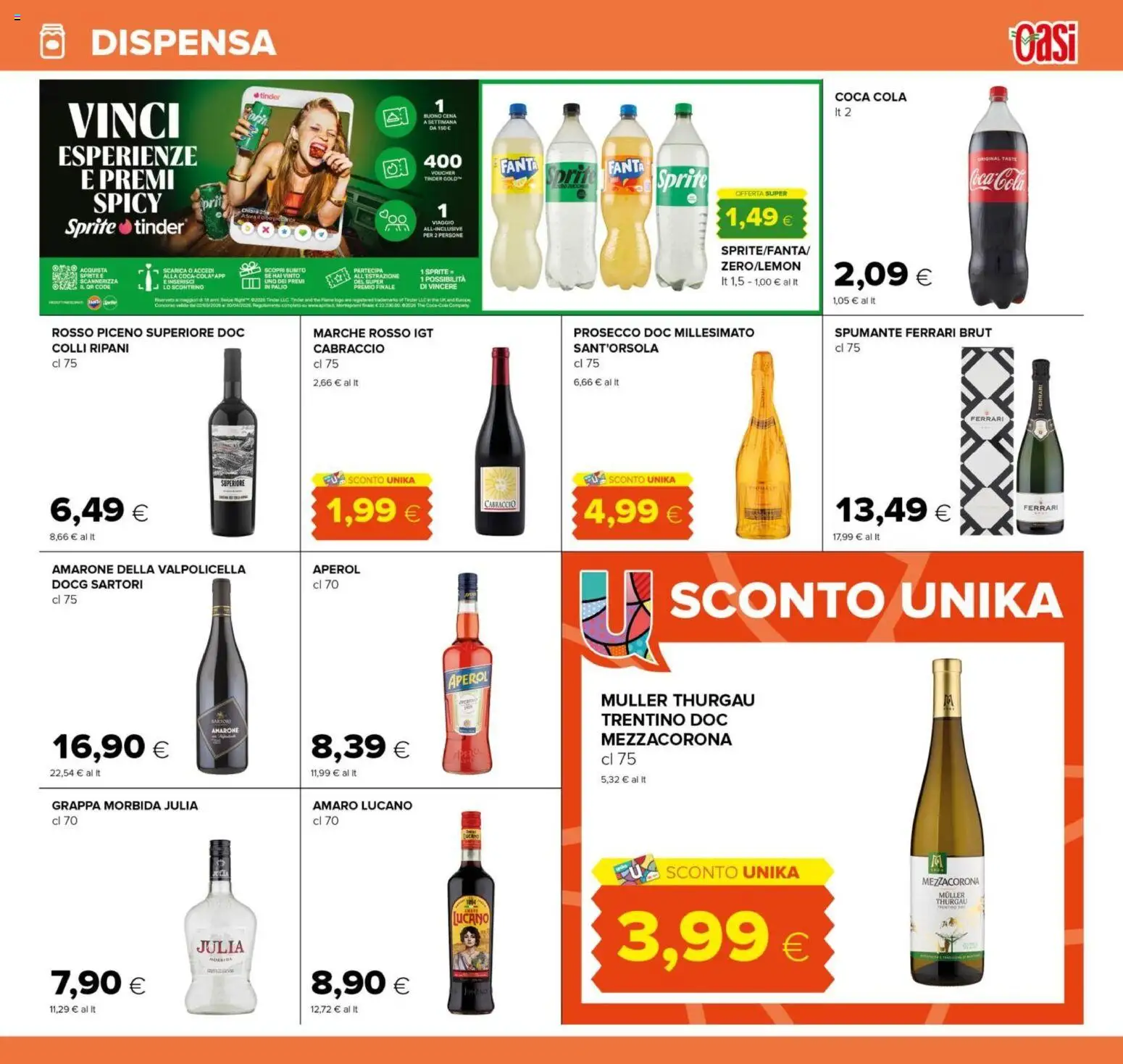 Volantino Oasi del 26.02.2026 | Pagina: 17 | Prodotti: Fanta, Aperol, Grappa, Coca Cola
