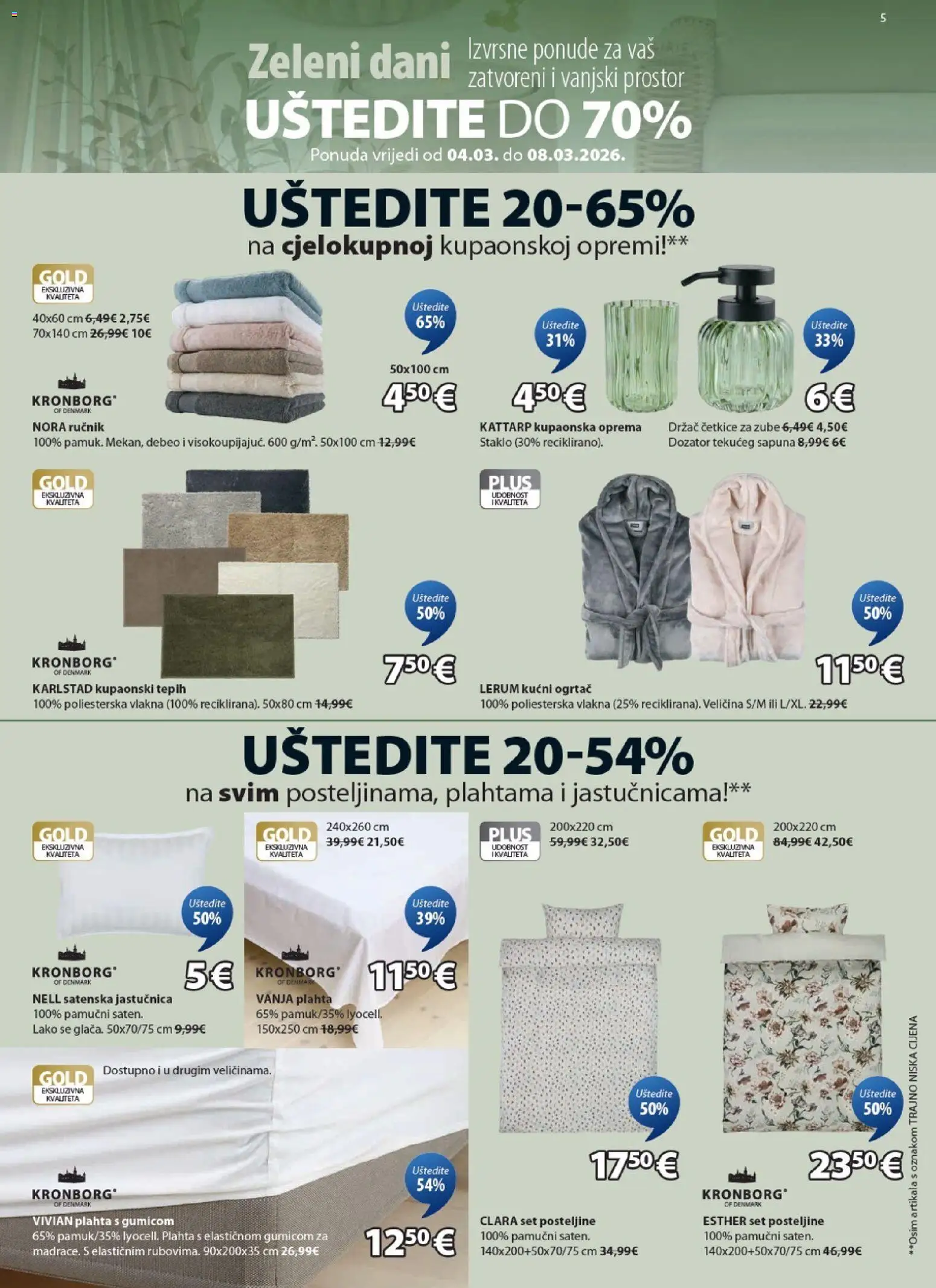 JYSK katalog | vrijedi od 04.03.2026 | Stranica: 5 | Proizvodi: Tepih, Ručnik, Jastučnica, Plahta