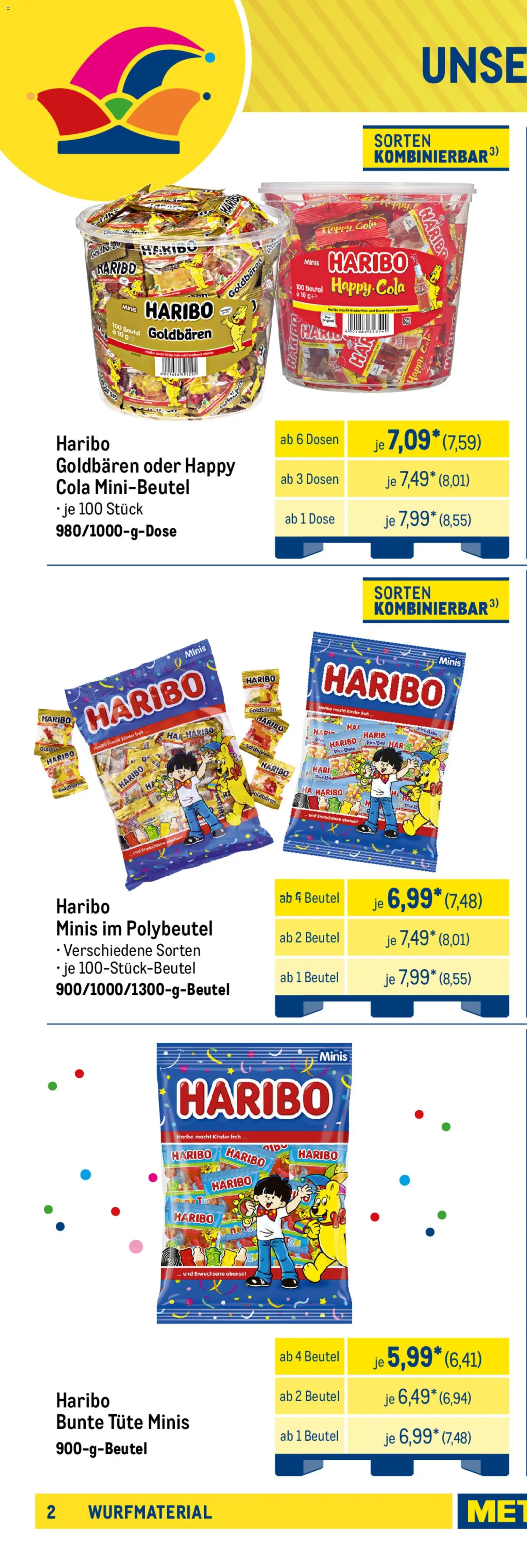 Metro Wurfmaterial Karneval – gültig ab 01.10.2025 | Seite: 2 | Produkte: Haribo, Cola