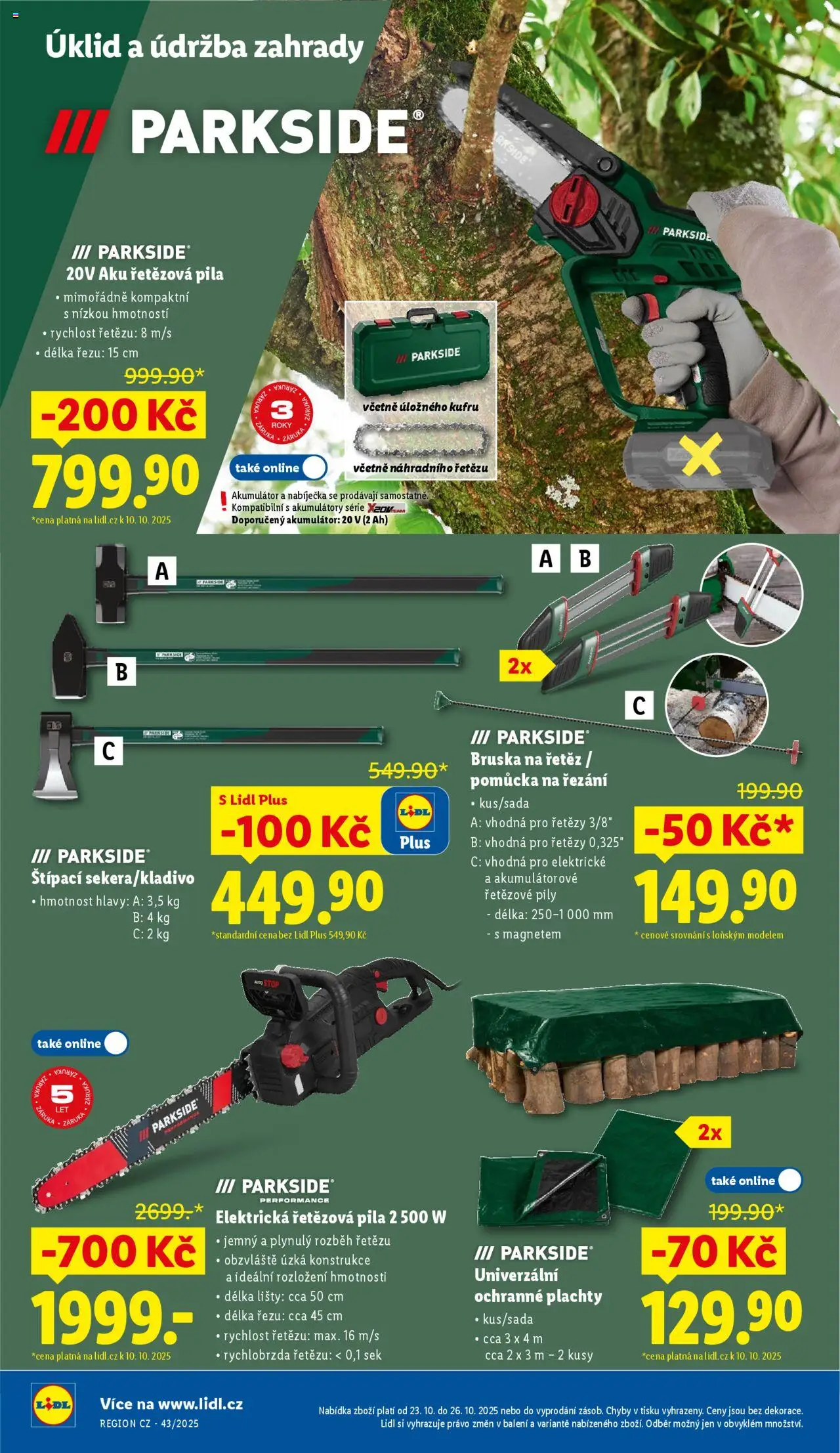 Lidl leták - Spotřební zboží od 20.10.2025 | Strana: 26 | Produkty: Plachty, Elektrická řetězová pila, Bruska, Pila
