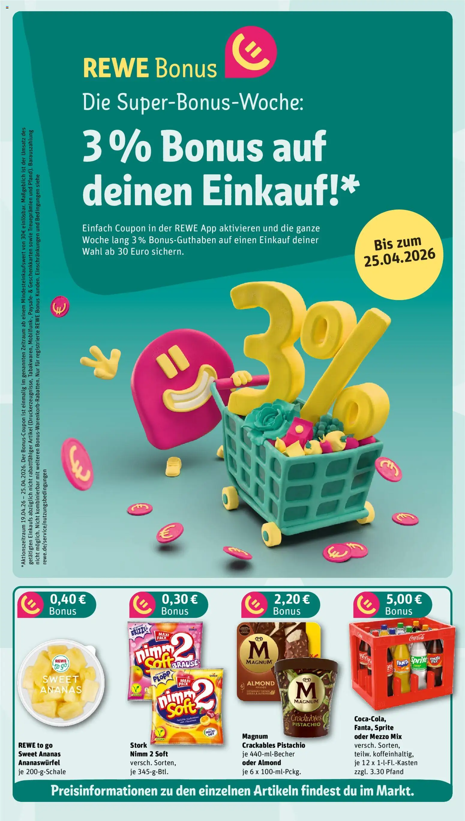 Rewe Prospekt 	 – gültig ab 20.04.2026 | Seite: 3 | Produkte: Mezzo mix, Fanta, Ananas, Oder mezzo mix