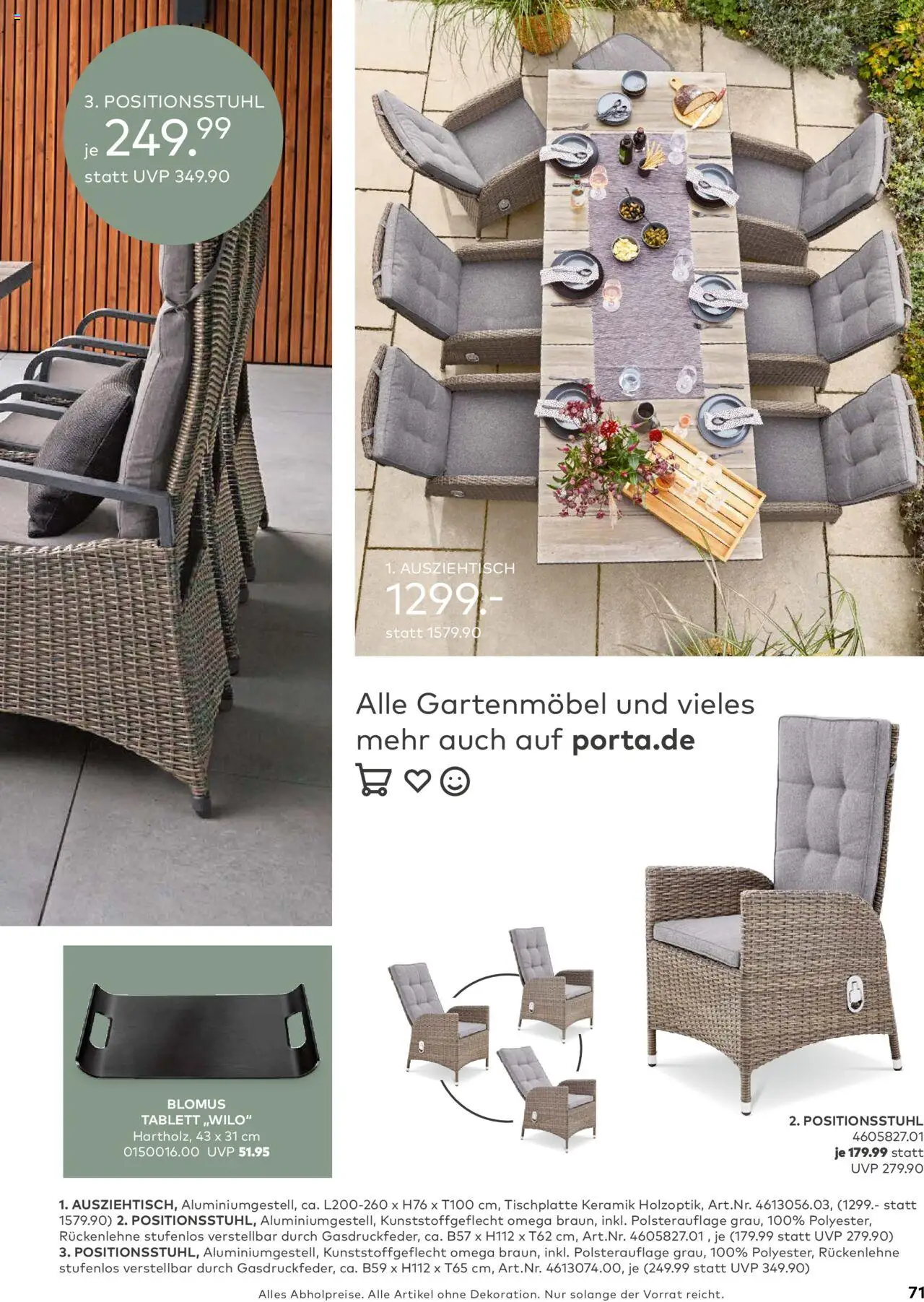 Porta! - Outdoor - Gartenmöbelkatalog 2025 - gültig ab dem 02.03.2025 | Seite: 71 | Produkte: Gartenmöbel