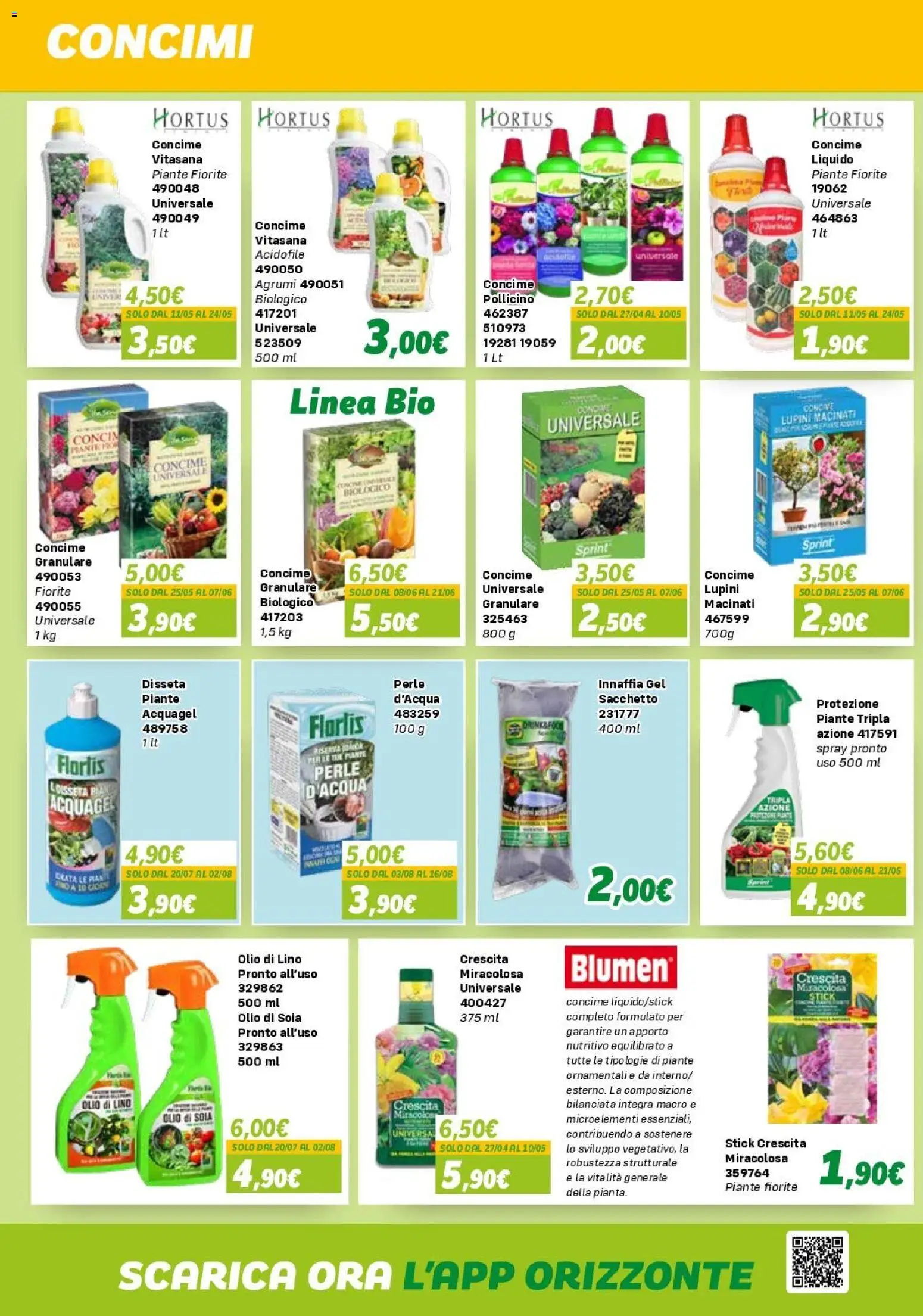 Volantino Orizzonte del 10.04.2026 | Pagina: 22 | Prodotti: Lupini, Concime, Olio, Agrumi