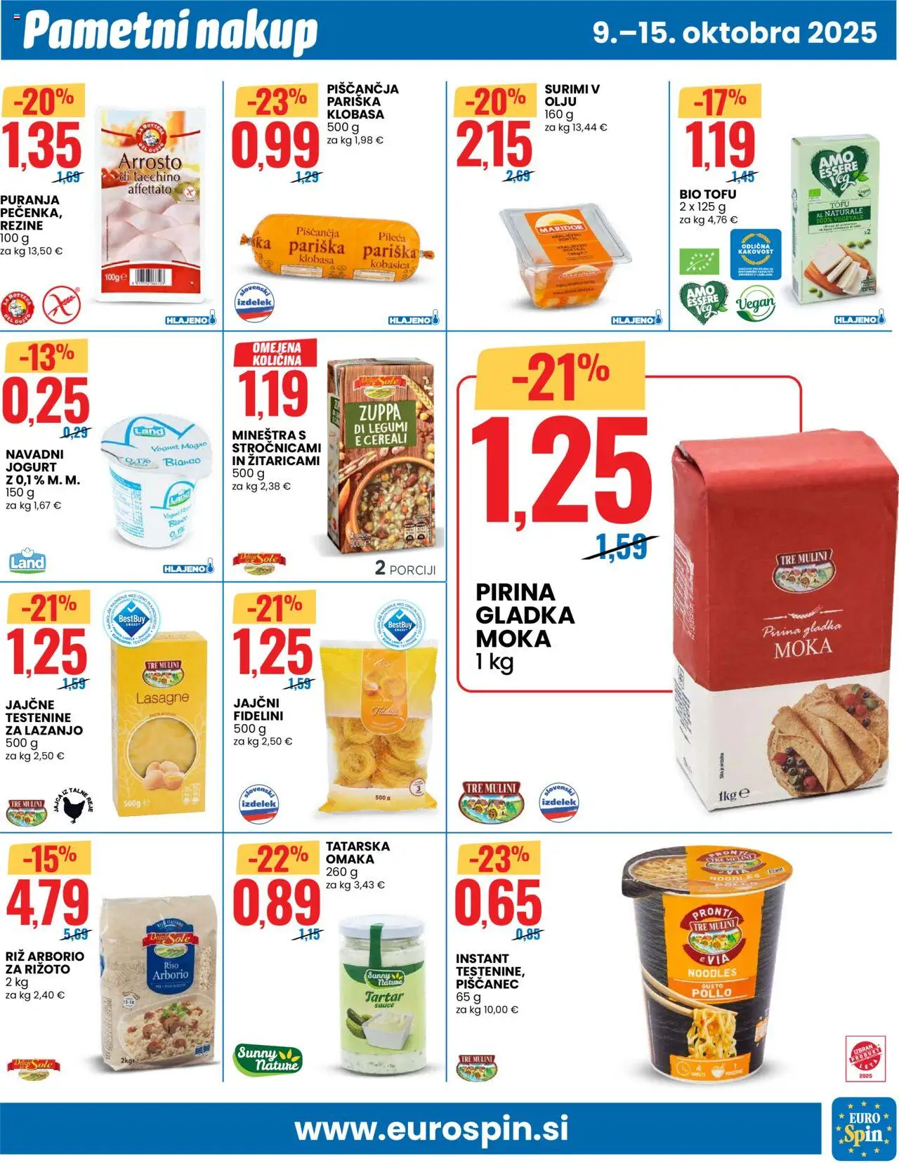 Novi Eurospin katalog ponudbe – veljaven od 09.10.2025 | Stran: 7 | Izdelki: Moka, Jogurt, Riz, Omaka