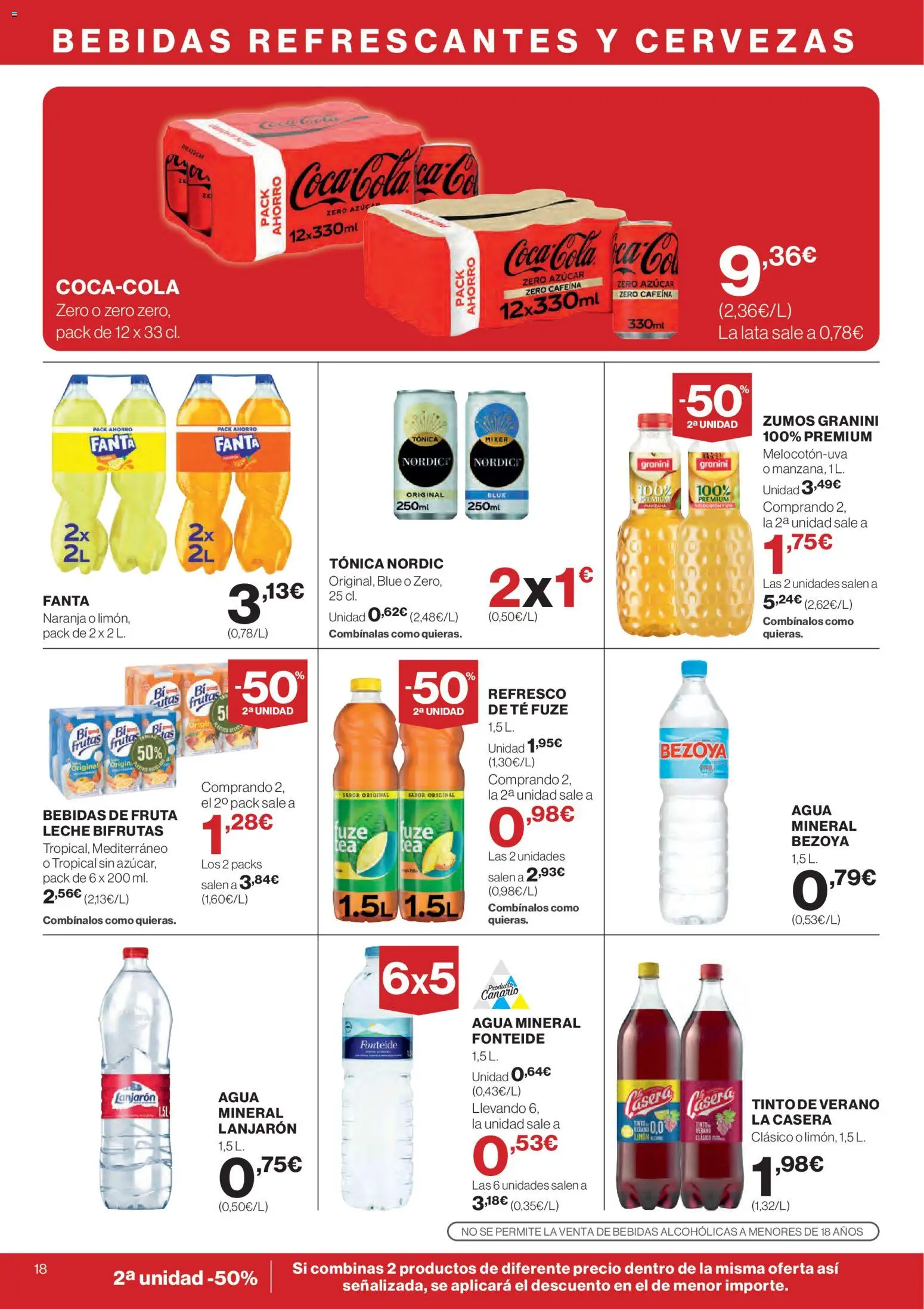 Supercor Canarias │ válido desde el 09.04.2026 | Página: 18 | Productos: Leche, Té, Agua mineral