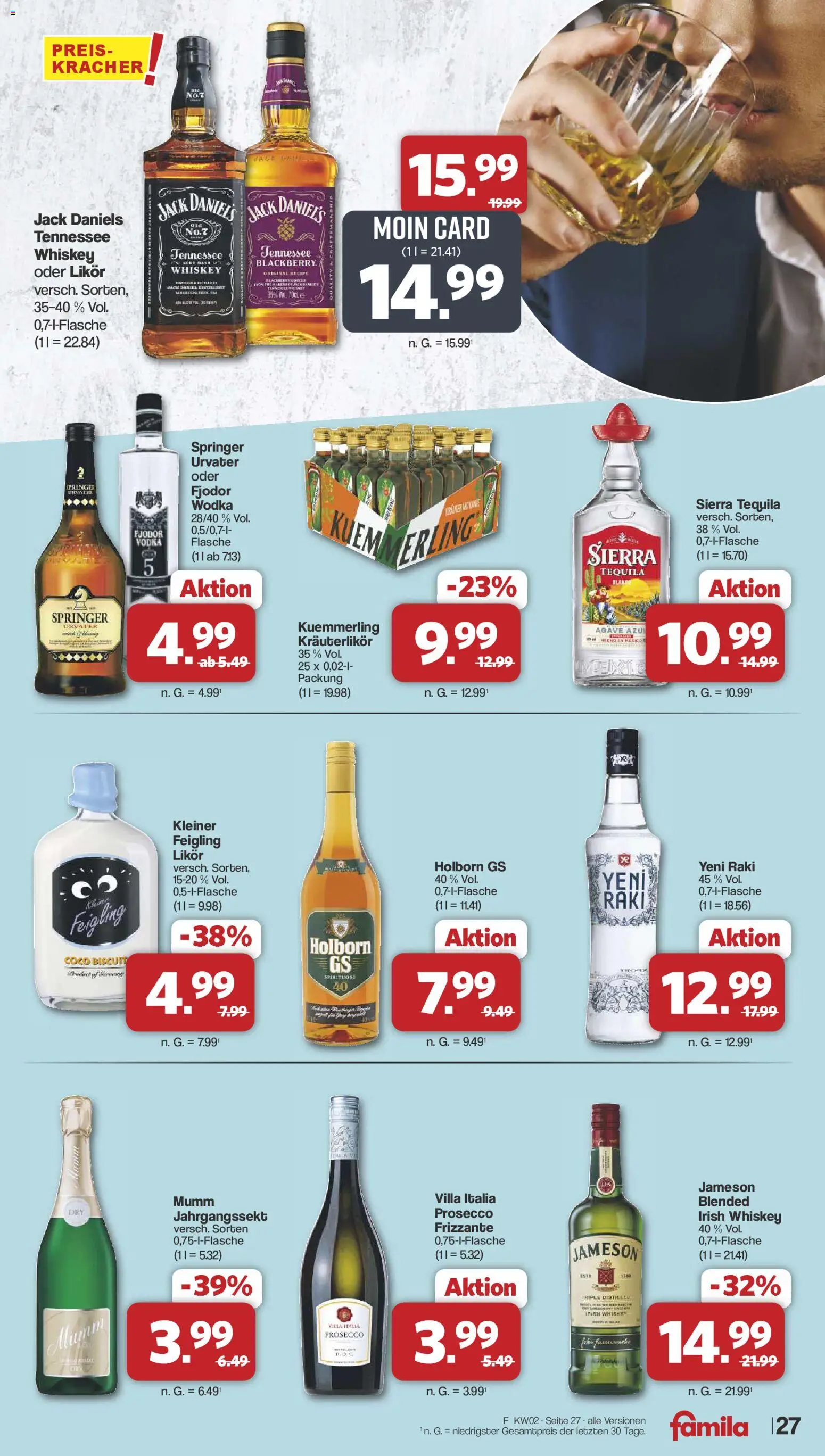 Famila Nordwest Prospekt 	 – gültig ab 05.01.2026 | Seite: 28 | Produkte: Prosecco, Kuemmerling, Wodka, Whiskey