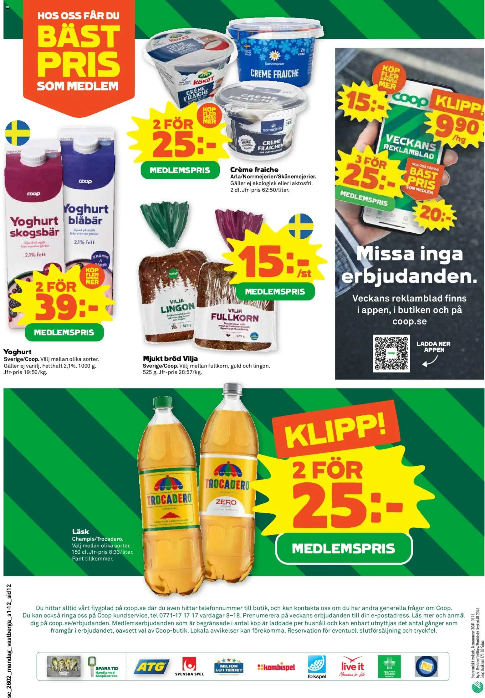 Coop Forum reklamblad aktuell från 05.01.2026 | Sida: 12 | Produkter: Galler, Creme fraiche, Yoghurt, Blåbär
