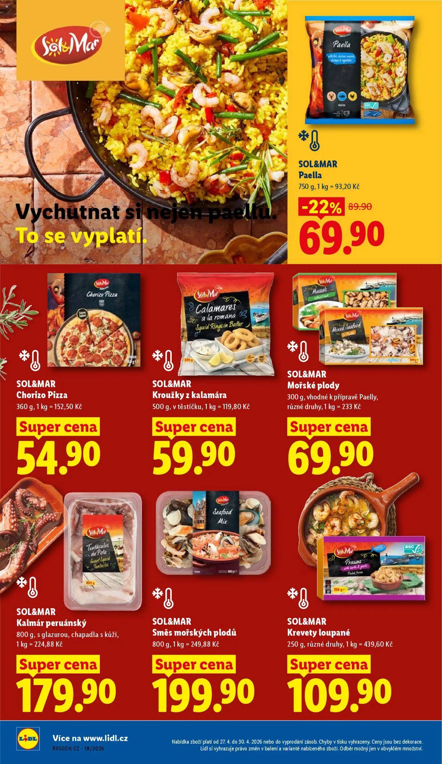 Lidl leták od 27.04.2026 | Strana: 16 | Produkty: Pizza, Krevety loupané, Krevety, Chorizo