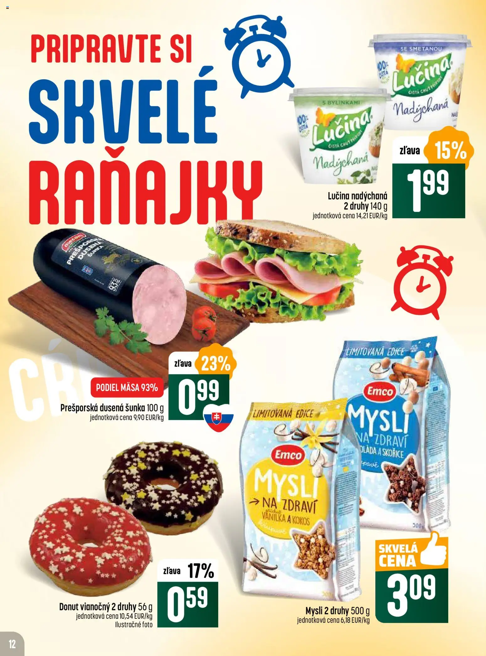 Nové COOP Jednota akcie – leták je platný od 13.11.2025 | Strana: 12 | Produkty: Šunka, Donut