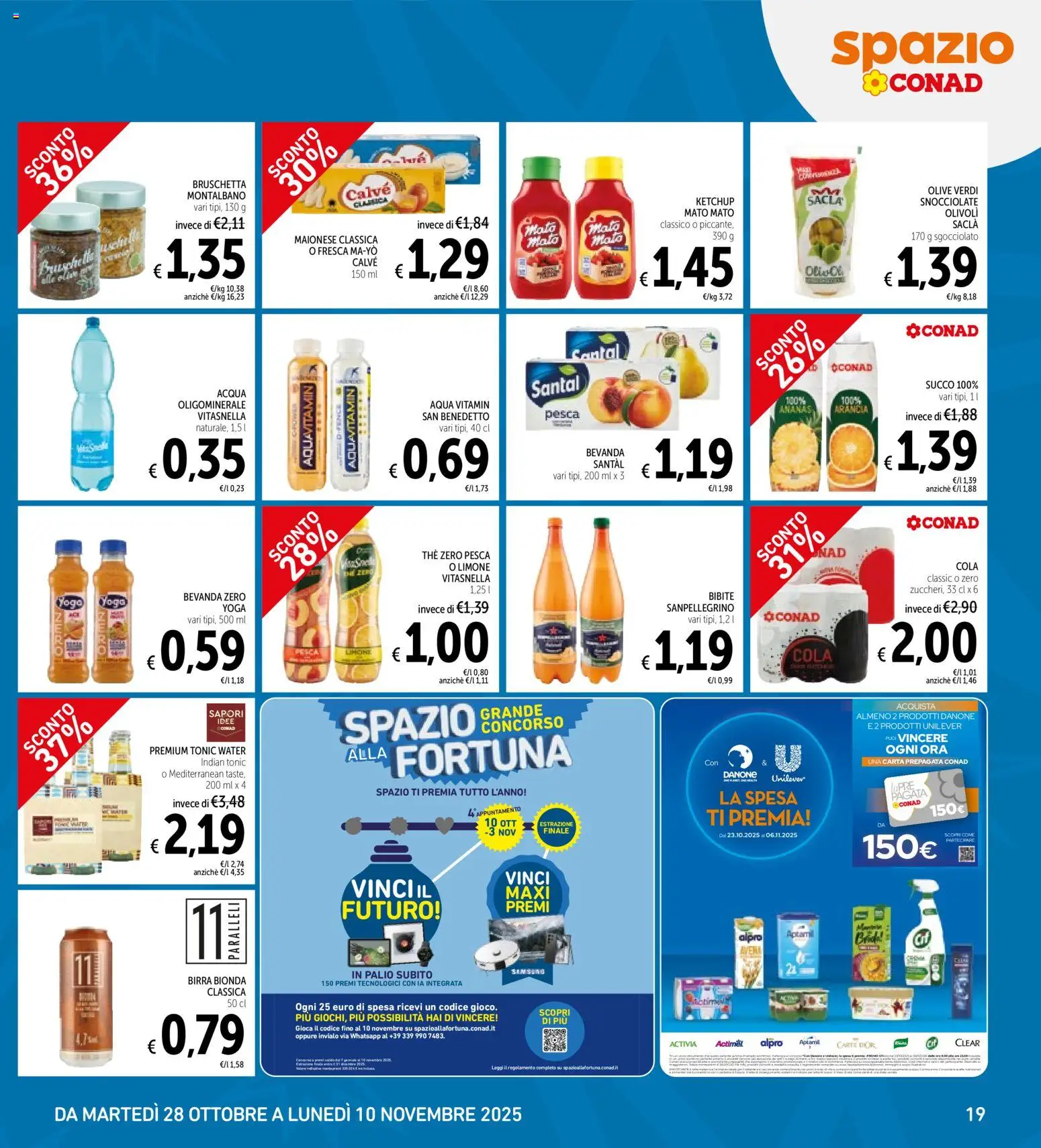 Volantino Spazio Conad del 28.10.2025 | Pagina: 19 | Prodotti: Succo, Acqua, Arancia, Samsung