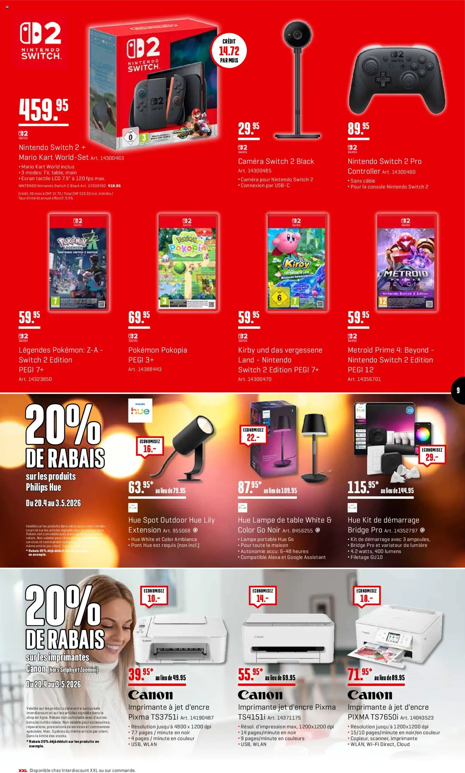 Interdiscount aktionen 20% de rabais FR – gültig ab 27.04.2026 | Seite: 9 | Produkte: Lampe, Philips