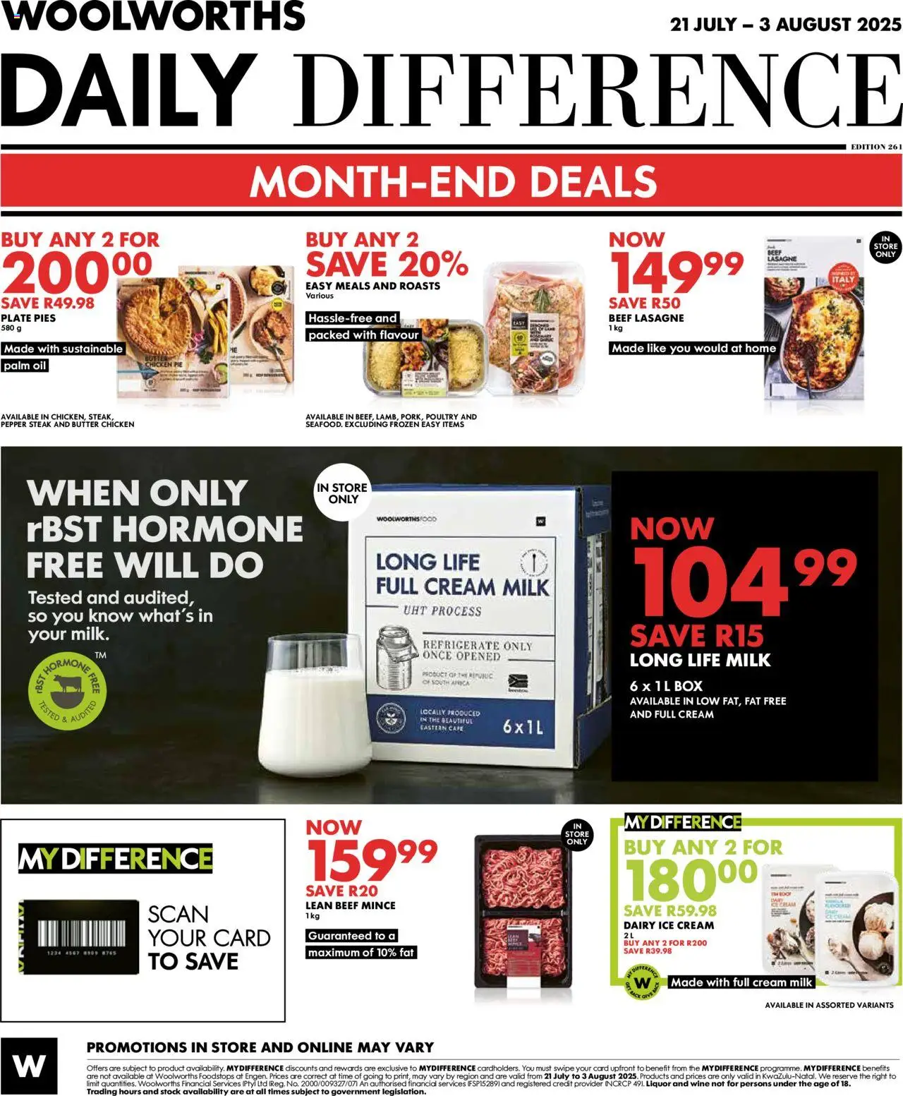 Woolworths Daily Difference - KwaZulu-Natal │ valid from 21.07.2025 | Page: 12 | Products: Steak, Milk, Ice cream, Stock