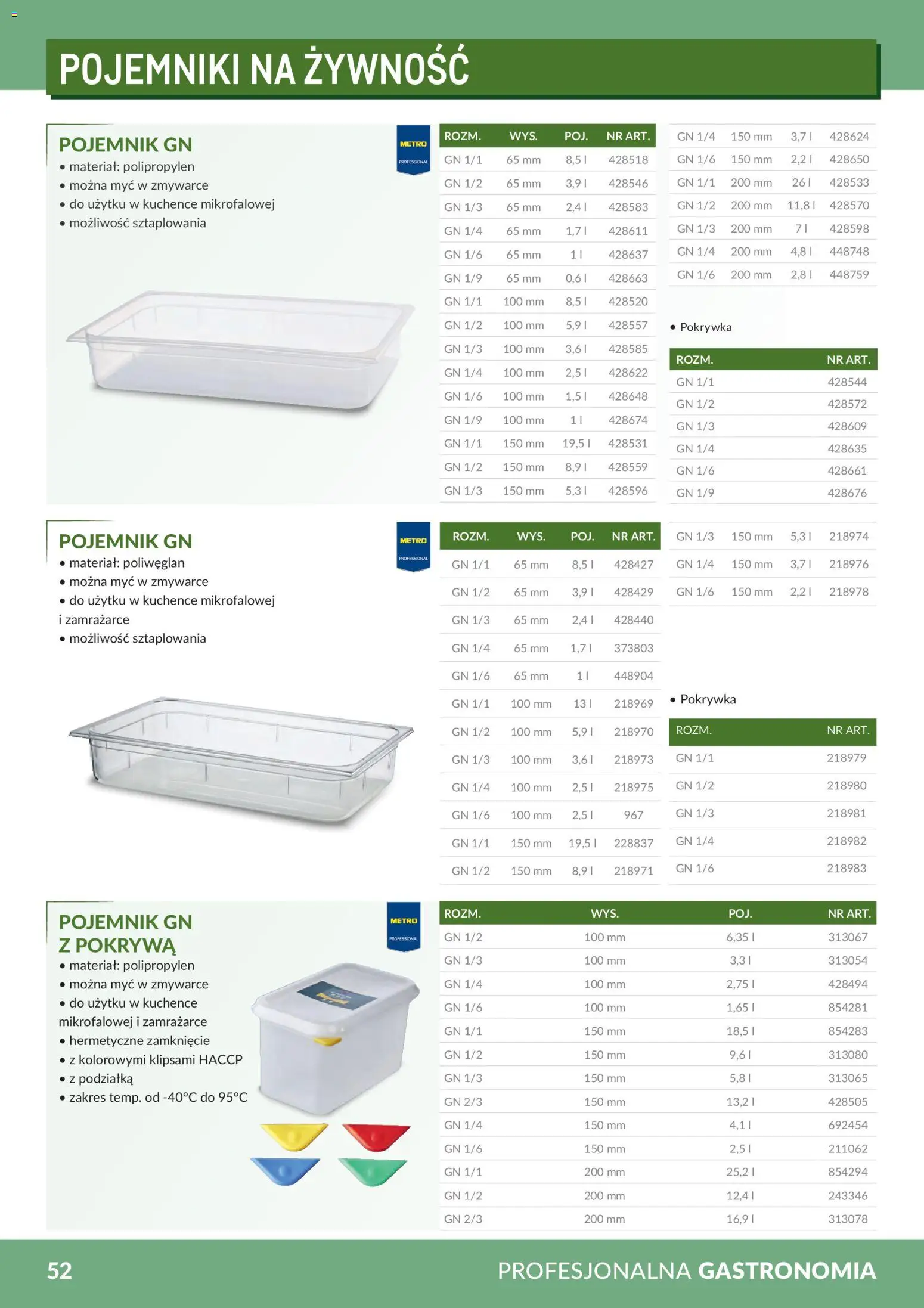 Makro Gazetka - Profesjonalna Gastronomia od 01.02.2026 | Strona: 52 | Produkty: Pojemniki na żywność