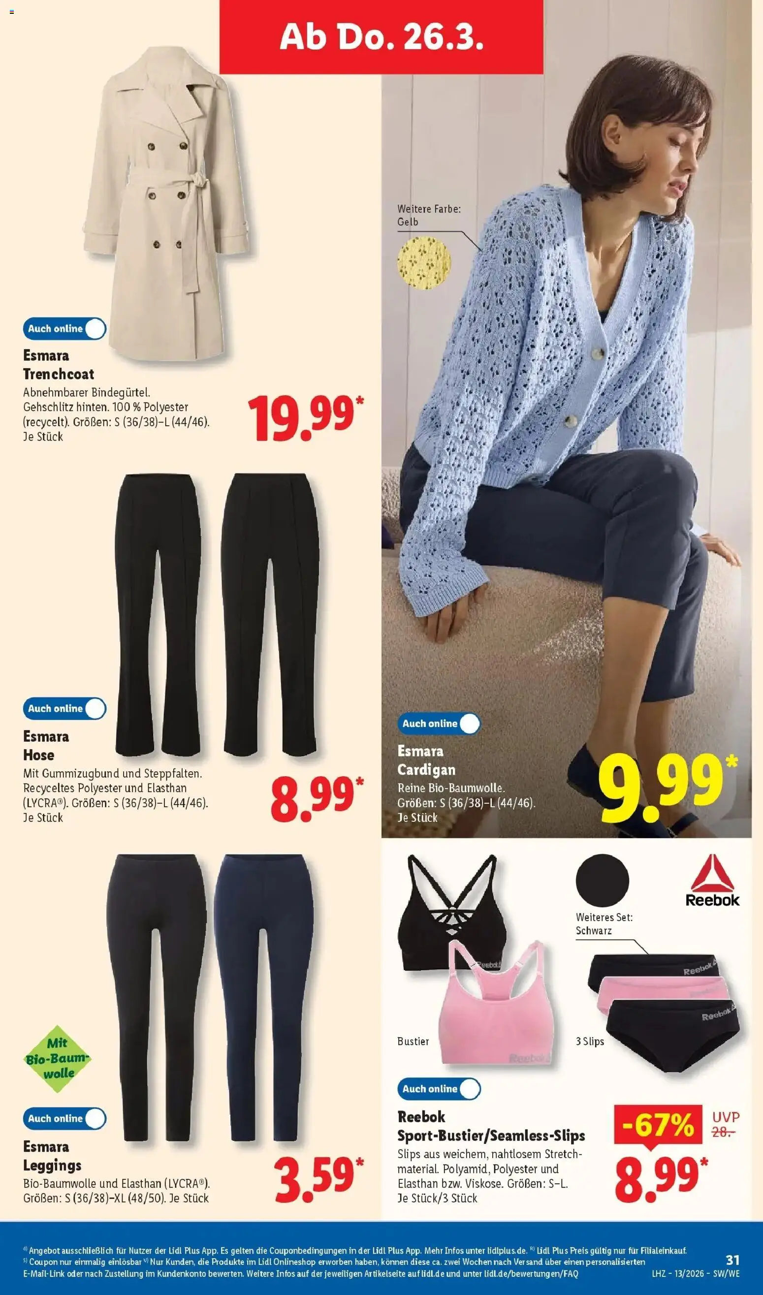 Lidl Prospekt Ilvesheim – gültig ab 23.03.2026 | Seite: 51 | Produkte: Trenchcoat, Cardigan, Hose, Leggings