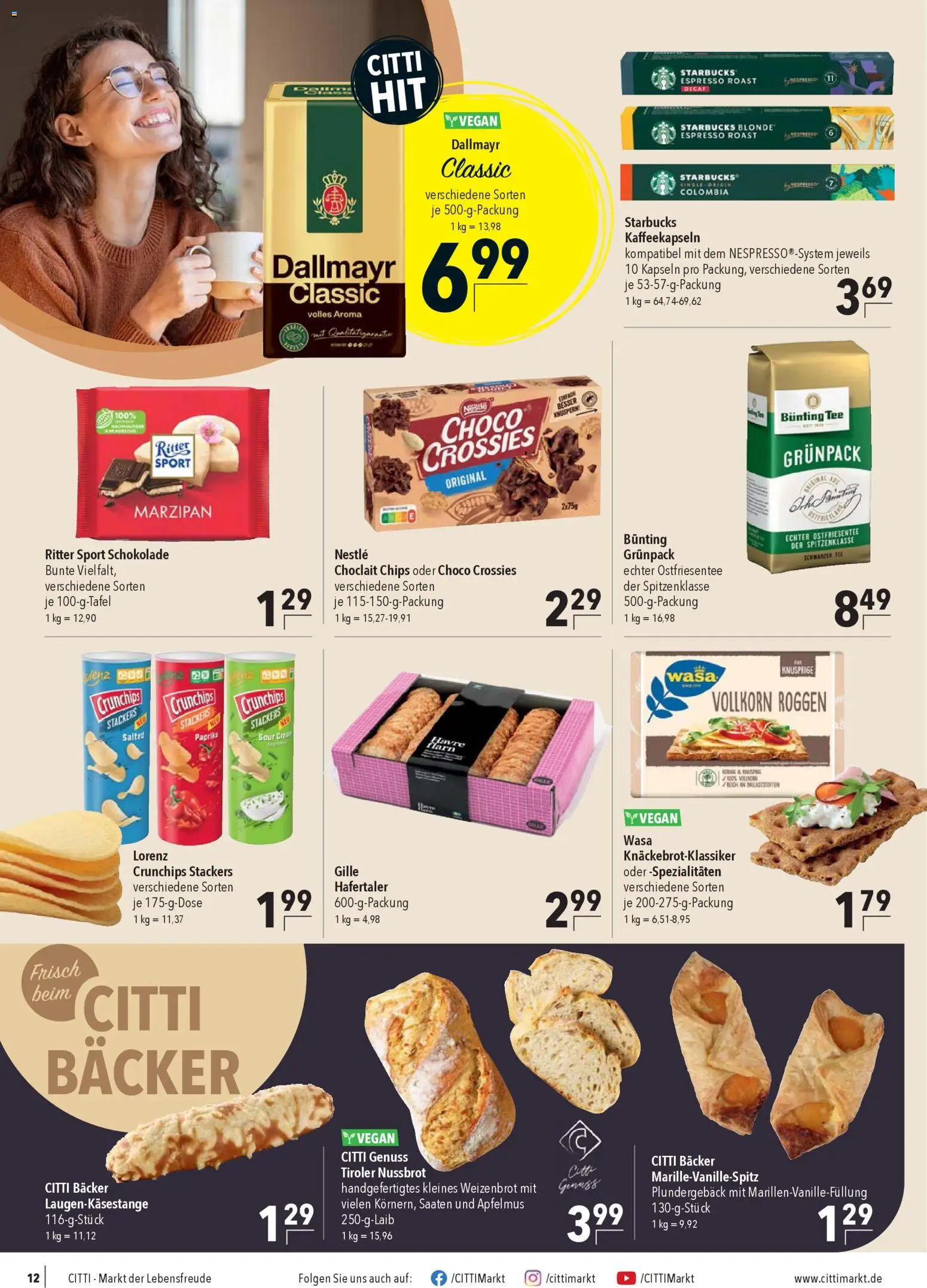 CITTI Markt Prospekt 	 – gültig ab 02.01.2026 | Seite: 14 | Produkte: Ritter sport, Starbucks, Dallmayr, Tee