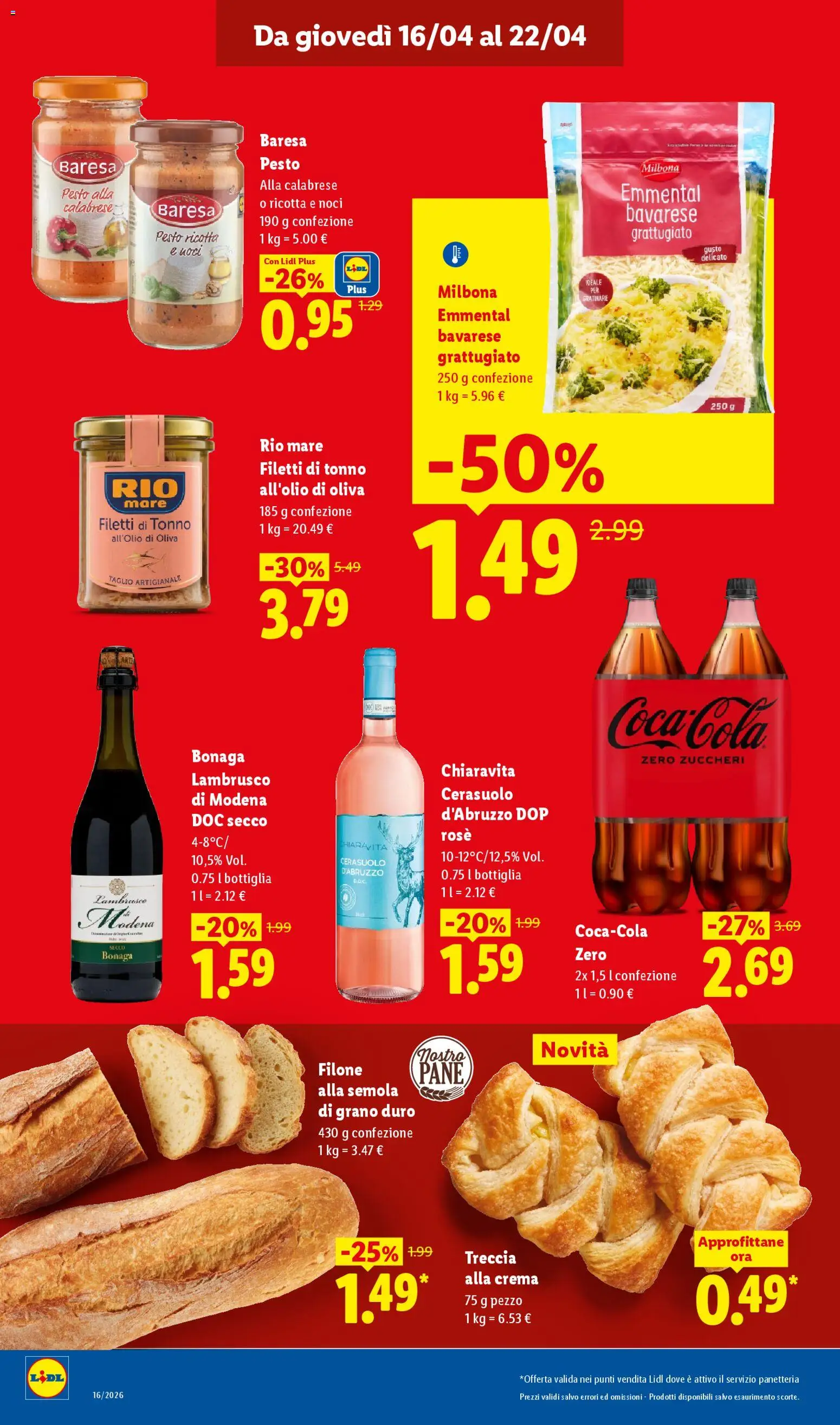 Volantino Lidl del 16.04.2026 | Pagina: 10 | Prodotti: Pane, Noci, Bottiglia, Emmental