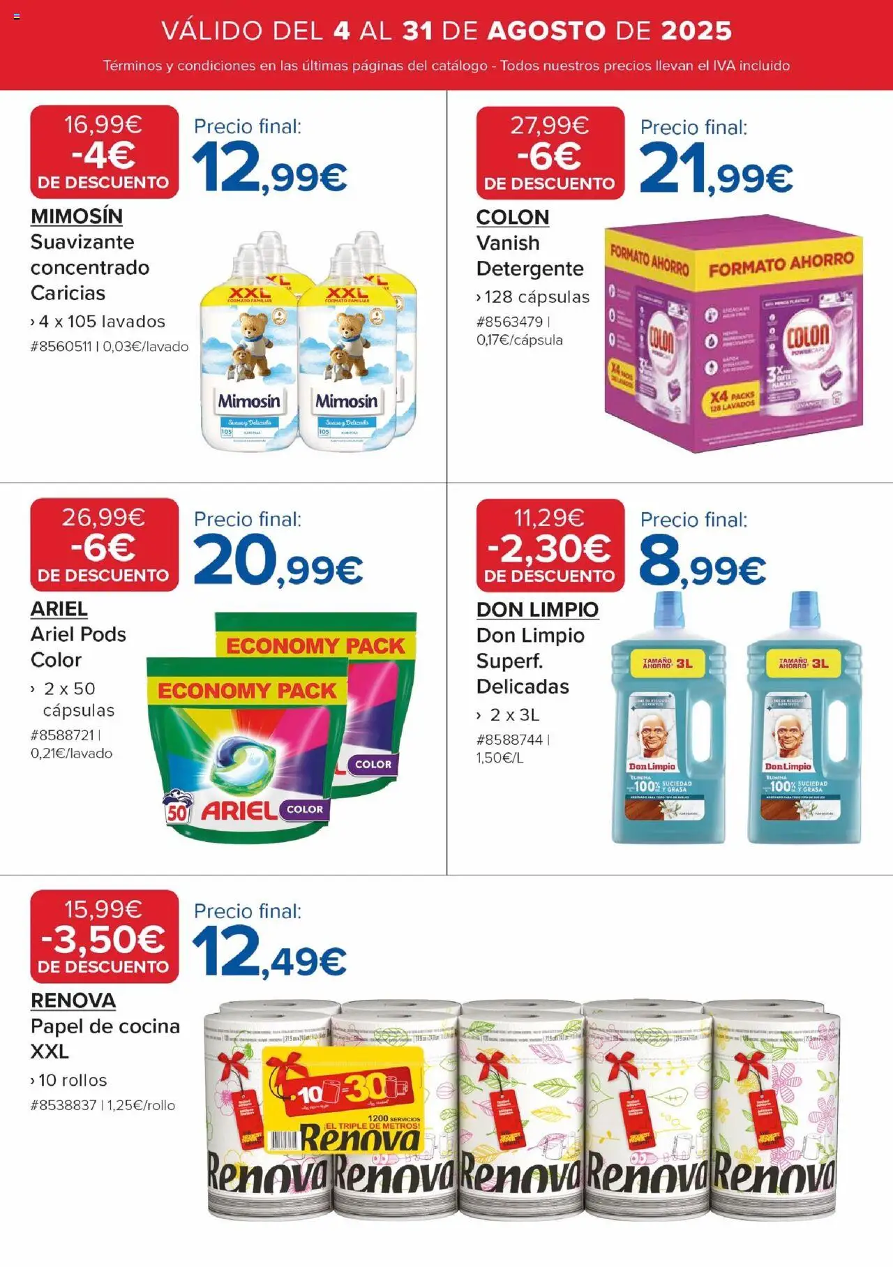 Costco catálogo │ válido desde el 04.08.2025 | Página: 13 | Productos: Detergente, Suavizante, Cocina