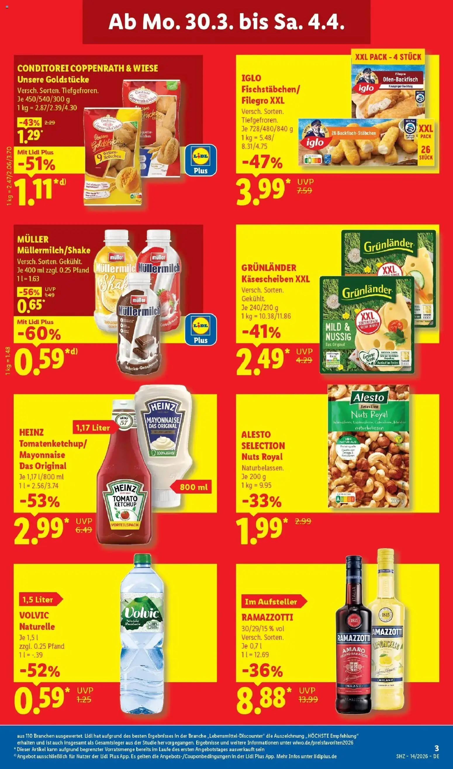 Lidl Prospekt Hof-innenstadt – gültig ab 30.03.2026 | Seite: 3 | Produkte: Mayonnaise, Müllermilch, Volvic, Ketchup