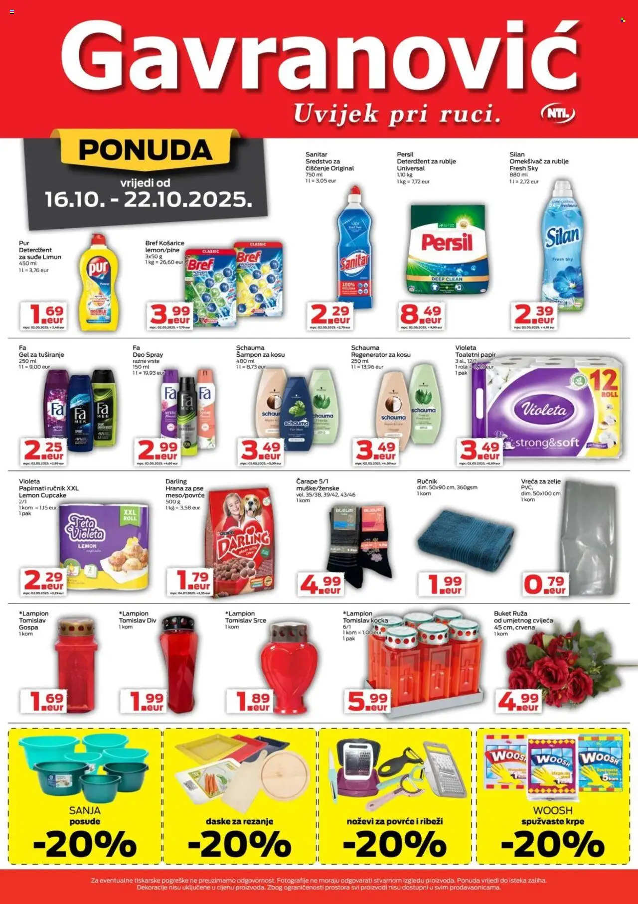 Gavranović katalog | vrijedi od 16.10.2025 | Stranica: 4 | Proizvodi: Hrana za pse, Toaletni papir, Limun, Violeta