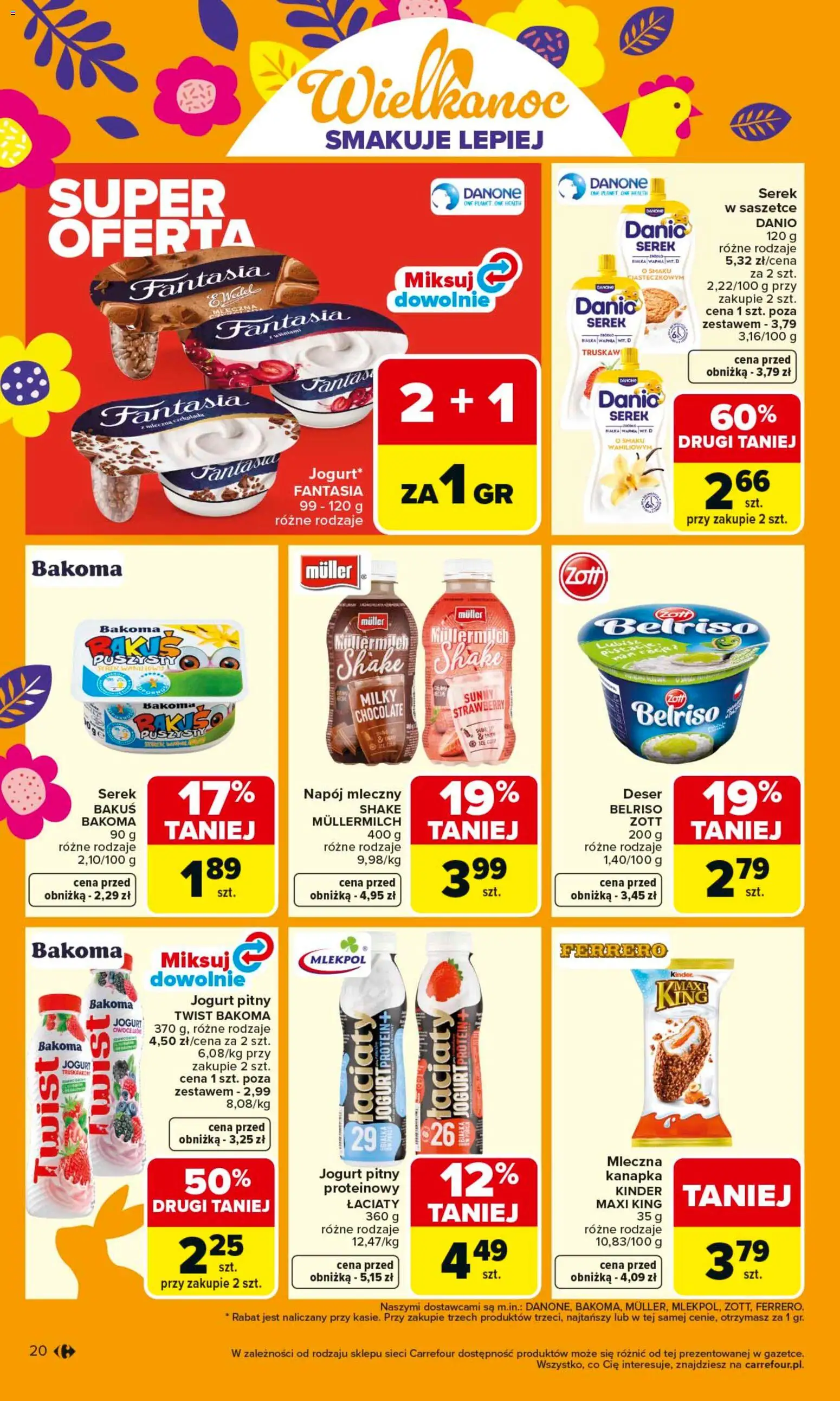 Carrefour gazetka od 23.03.2026 | Strona: 26 | Produkty: Serek, Jogurt pitny, Bułka, Jogurt