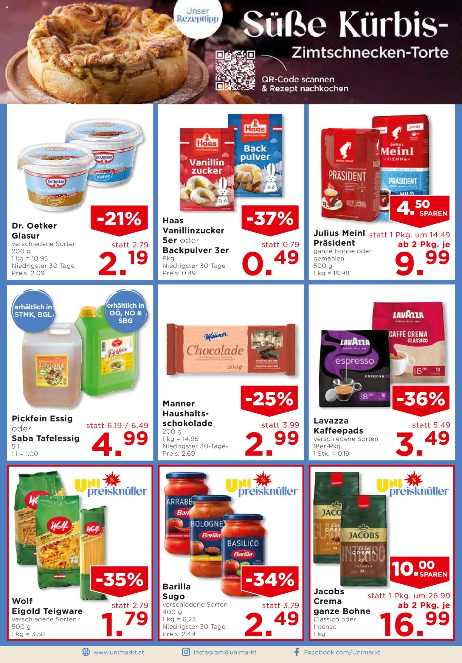 Unimarkt Salzburg gültig ab 12.11.2025 | Seite: 8 | Produkte: Zucker, Kürbis, Schokolade
