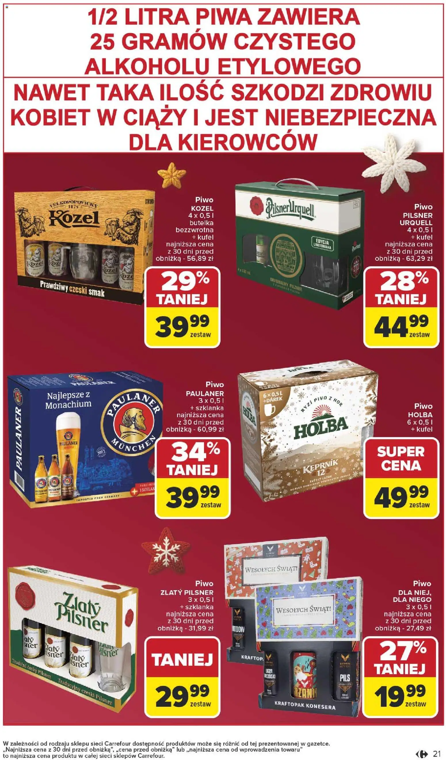 Carrefour Gazetka - Święta od 01.12.2025 | Strona: 21 | Produkty: Szklanka, Piwo, Piwo kozel
