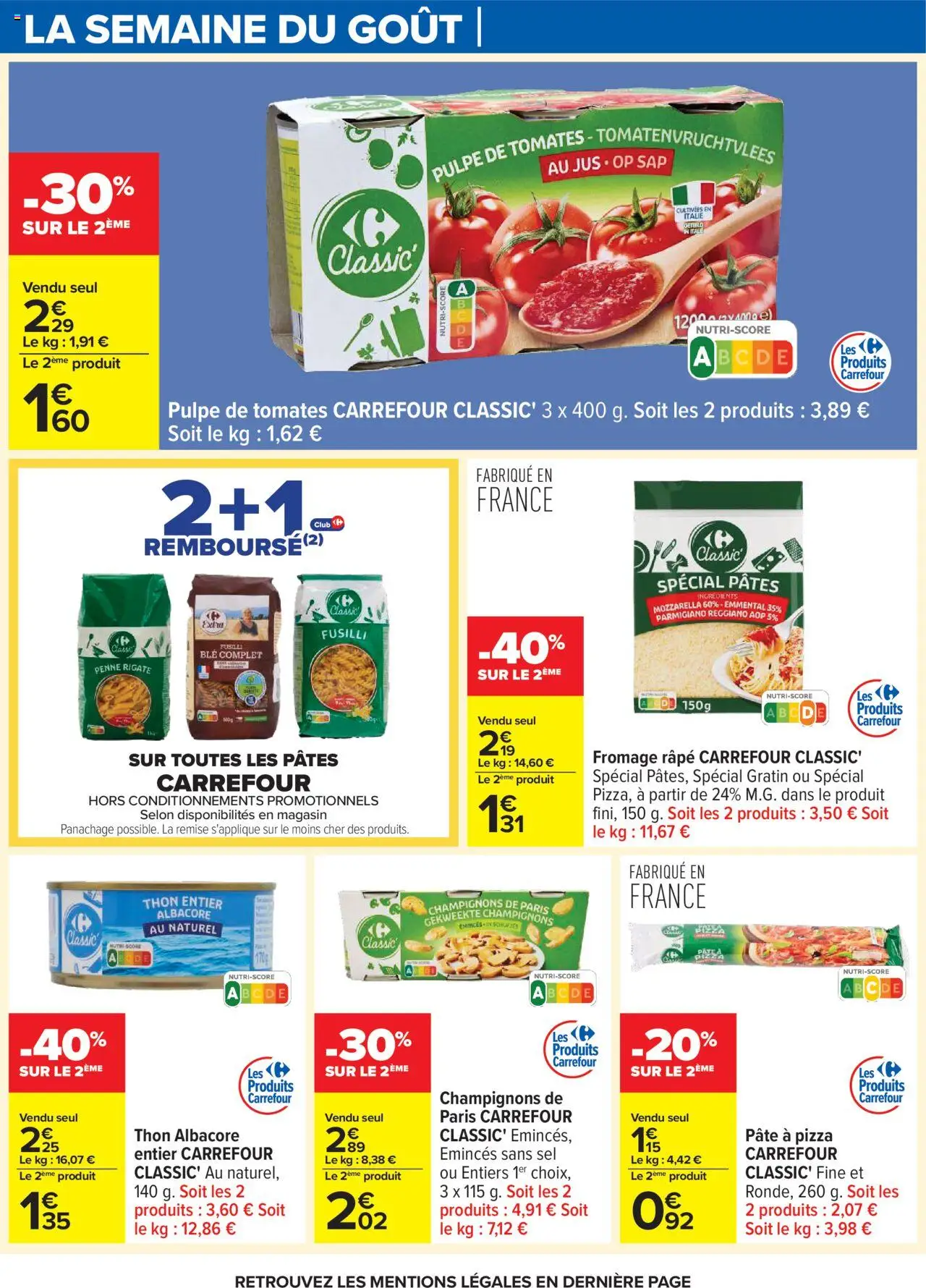 {H1} | Page: 10 | Produits: Emmental, Pâte à pizza, Fromage, Tomates