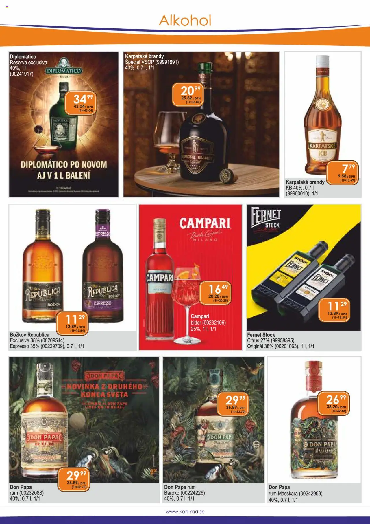KON - RAD leták │ platný od 01.08.2025 | Strana: 9 | Produkty: Diplomatico, Brandy, Don Papa, Alkohol