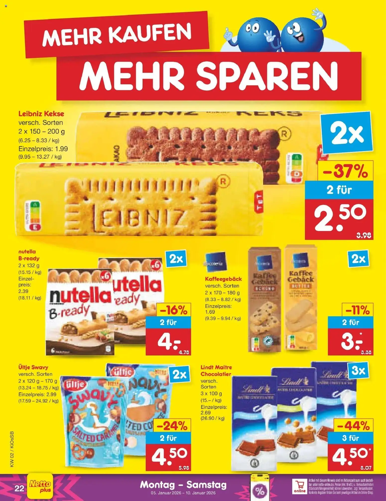 Netto Marken-Discount - Netto: Wochenangebote – gültig ab 05.01.2026 | Seite: 22 | Produkte: Nutella, Lindt, Koffer, Kekse