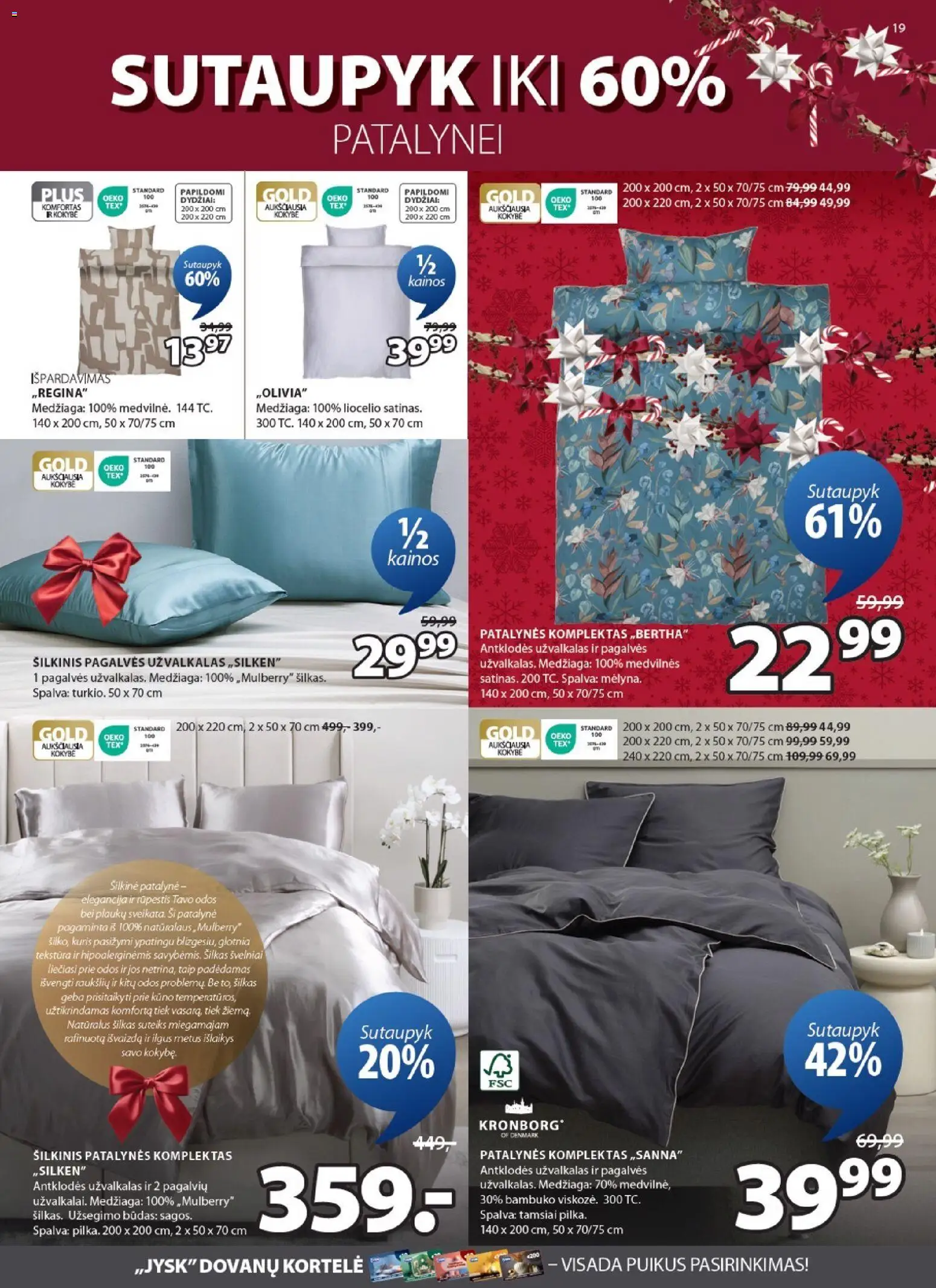 JYSK akcijos nuo 16.12.2025 | Puslapis: 19 | Prekių: Patalynės komplektas, Užvalkalas
