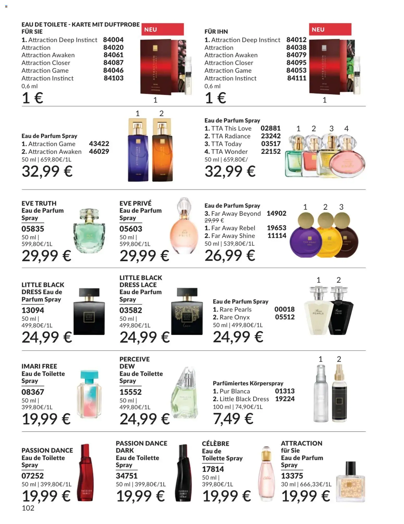 AVON Katalog Februar 2026 – gültig ab 01.02.2026 | Seite: 102 | Produkte: Toilette, Eau de Toilette, Eau de Parfum, Körperspray