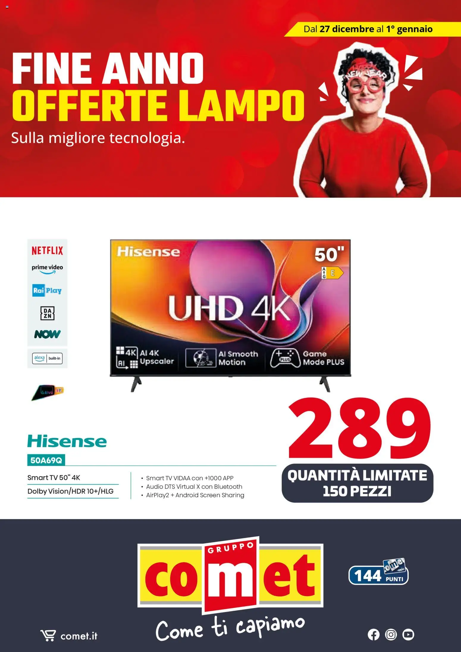 Volantino Comet del 27.12.2025 | Pagina: 38 | Prodotti: smart TV, TV, Video, Audio