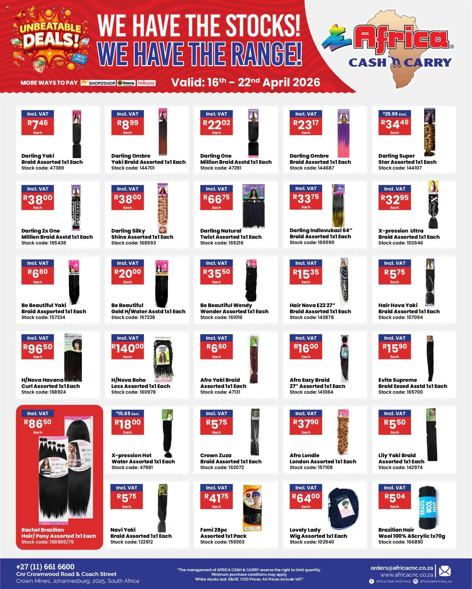New Africa Cash & Carry catalogue – valid from 16.04.2026 | Page: 20 | Products: Stock, Water