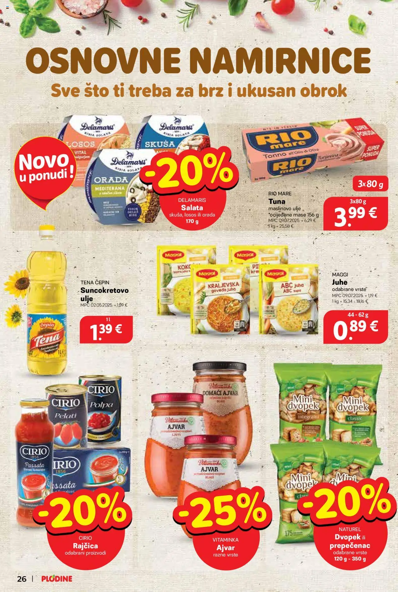 Plodine katalog | vrijedi od 13.08.2025 | Stranica: 26 | Proizvodi: Rio Mare, Maslinovo ulje, Losos, Tuna