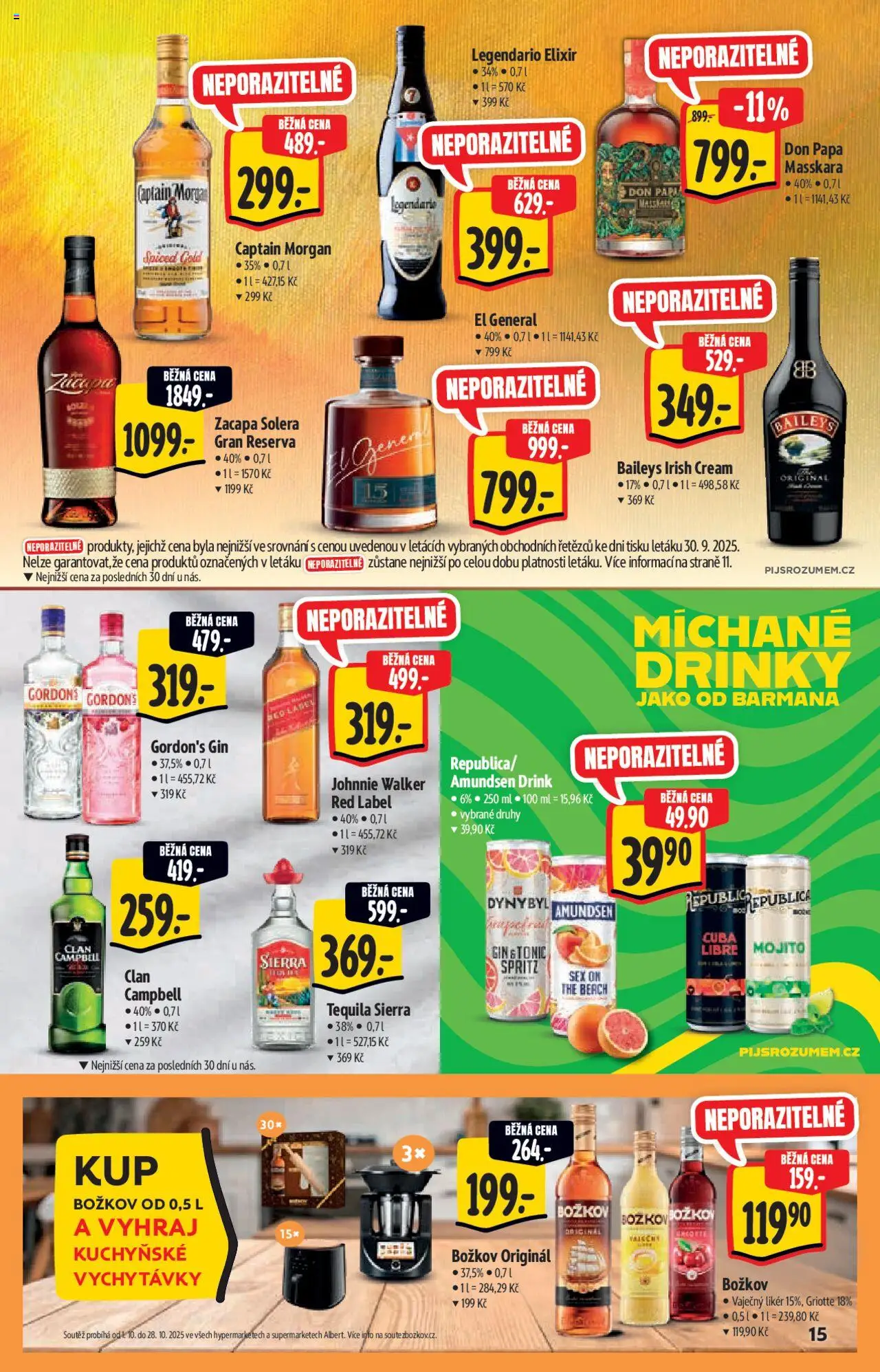 Albert katalog - Supermarket od 08.10.2025 | Strana: 15 | Produkty: Gin, Republica, Don papa, Baileys
