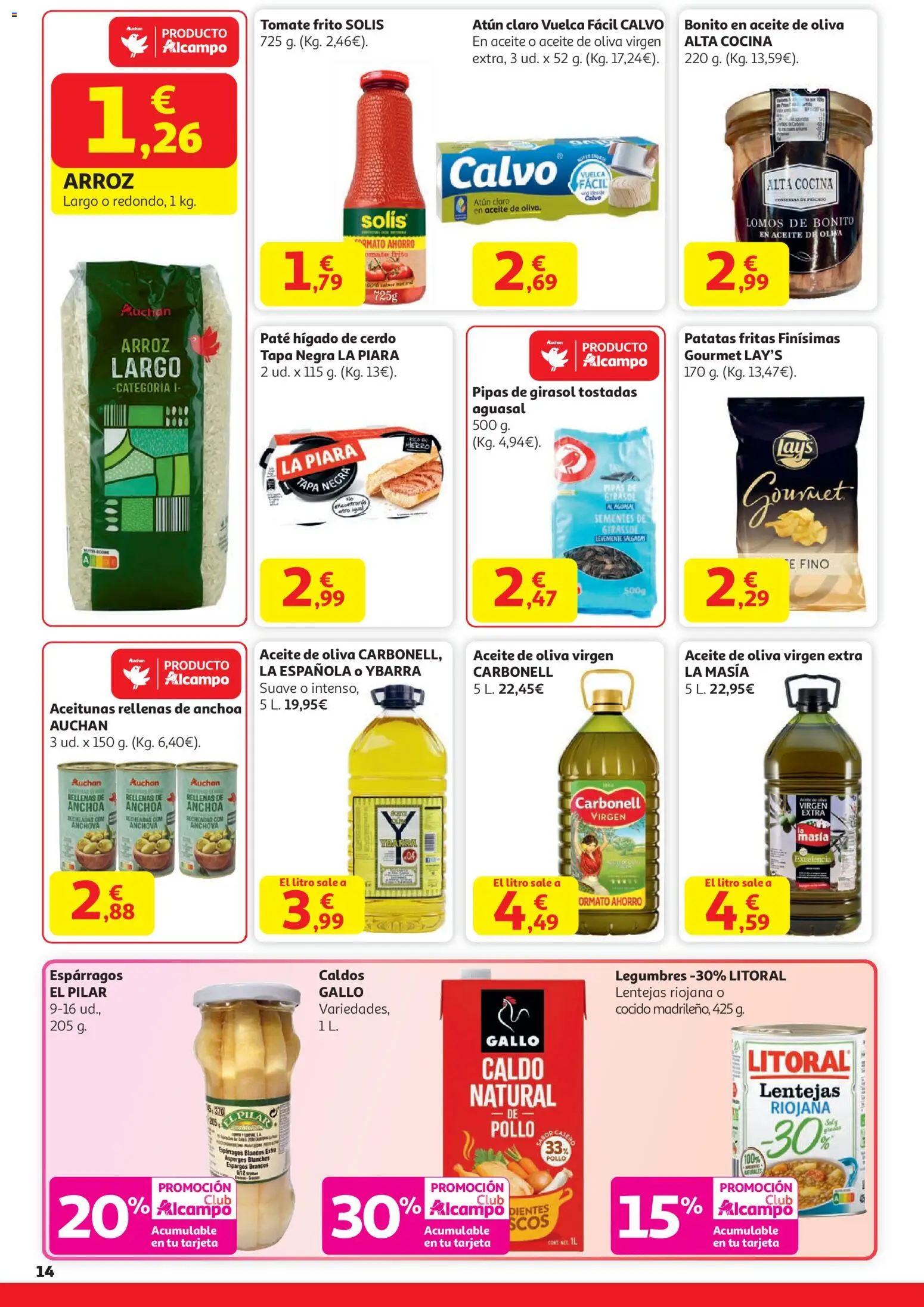 Alcampo - HG Catalan  │ válido desde el 29.12.2025 | Página: 14 | Productos: Aceite, Paté, Arroz, Atún claro