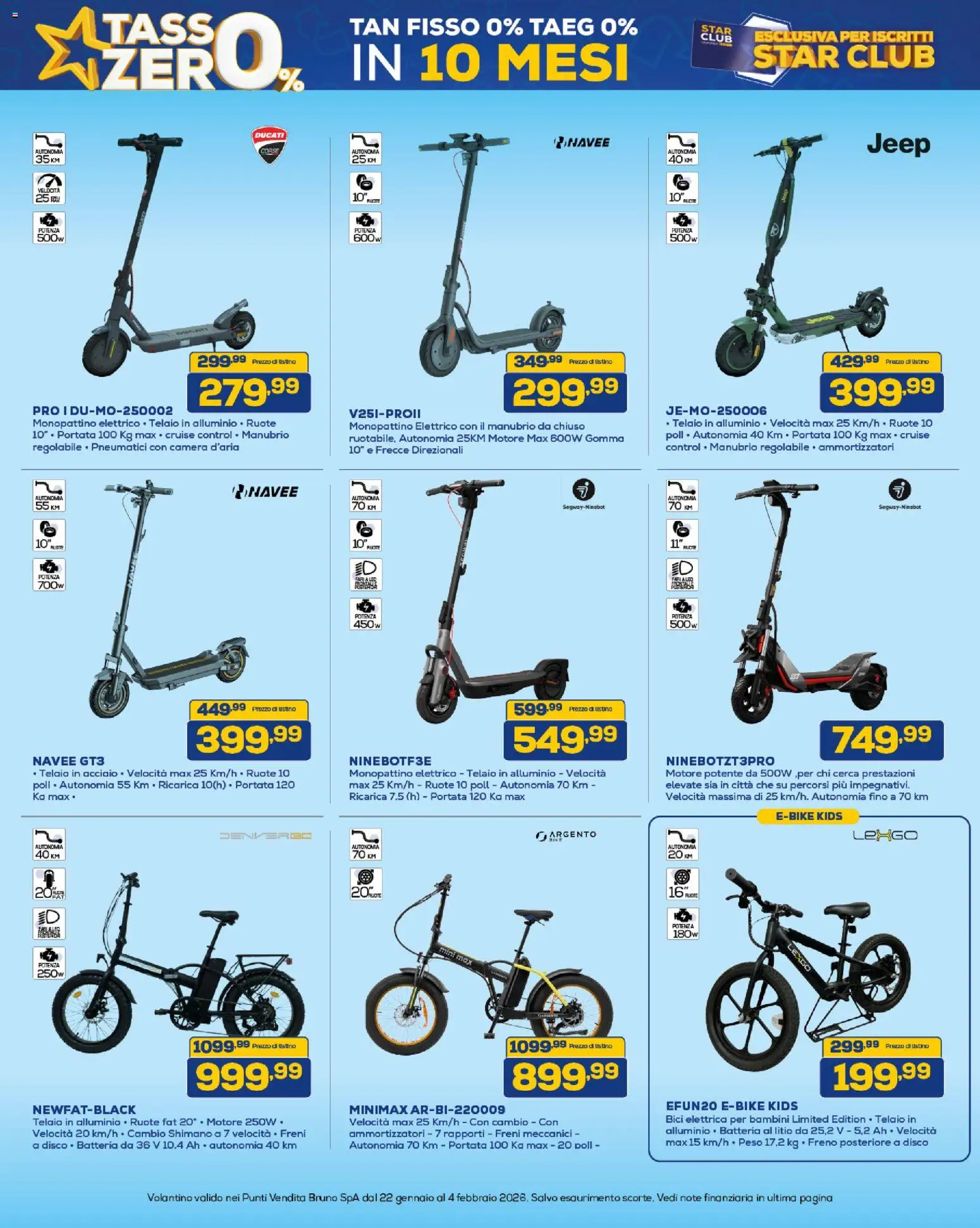 Volantino Euronics del 22.01.2026 | Pagina: 14 | Prodotti: Monopattino, Bici elettrica, Batteria, Monopattino elettrico