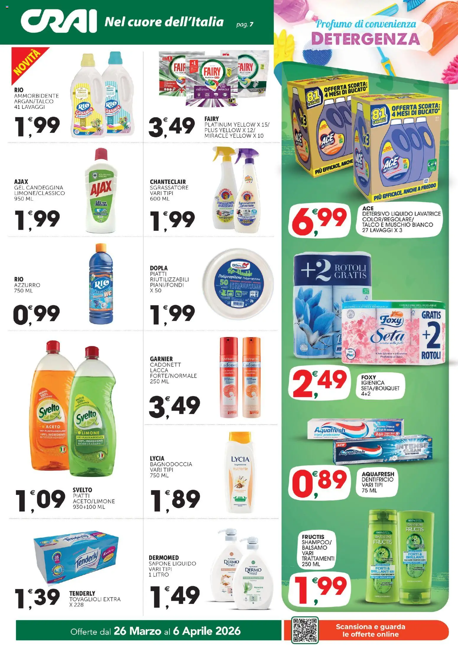 Volantino CRAI del 26.03.2026 | Pagina: 7 | Prodotti: Shampoo, Sapone, Sgrassatore, Profumo