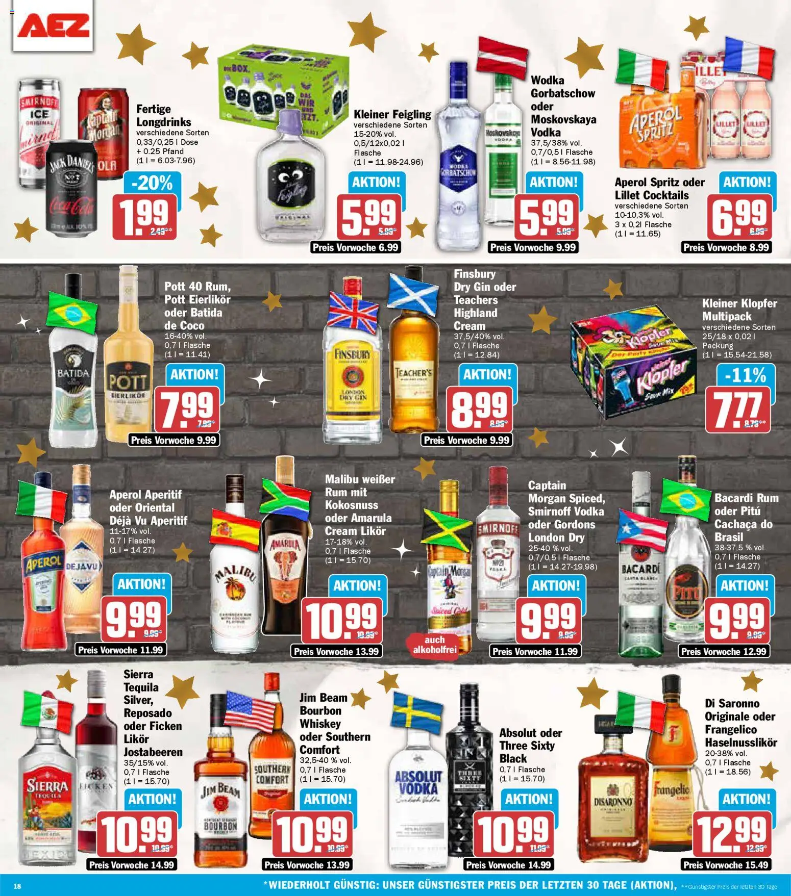AEZ Prospekt 	 – gültig ab 22.12.2025 | Seite: 18 | Produkte: Jim beam, Kleiner feigling, Rum, Smirnoff