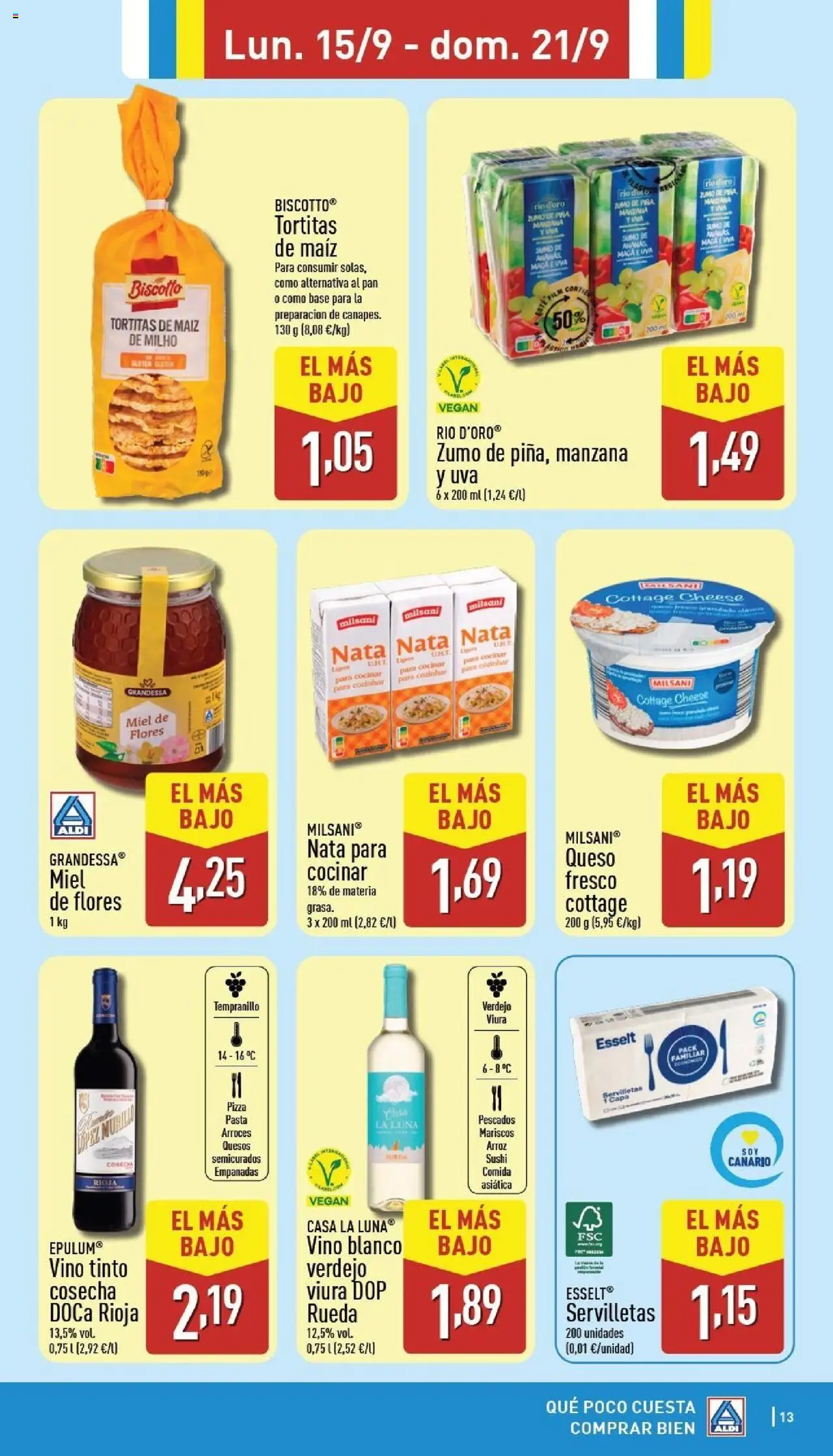 Aldi folleto Canarias │ válido desde el 15.09.2025 | Página: 13 | Productos: Πιατοθήκη, Queso fresco, Ροζ πιπέρι, Manzana