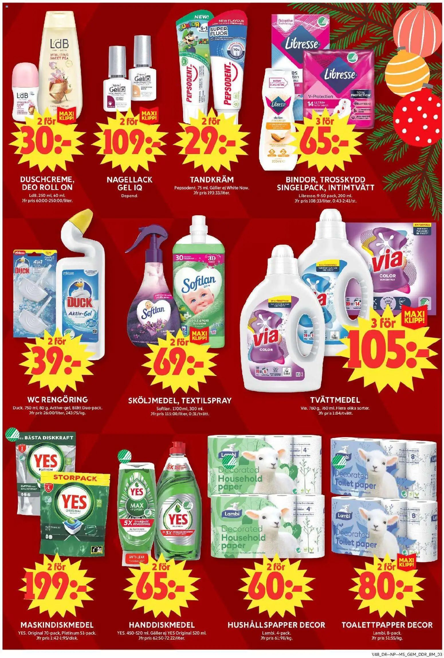 ICA Maxi reklamblad aktuell från 24.11.2025 | Sida: 9 | Produkter: Toalettpapper, Hushållspapper, Galler, Handdiskmedel