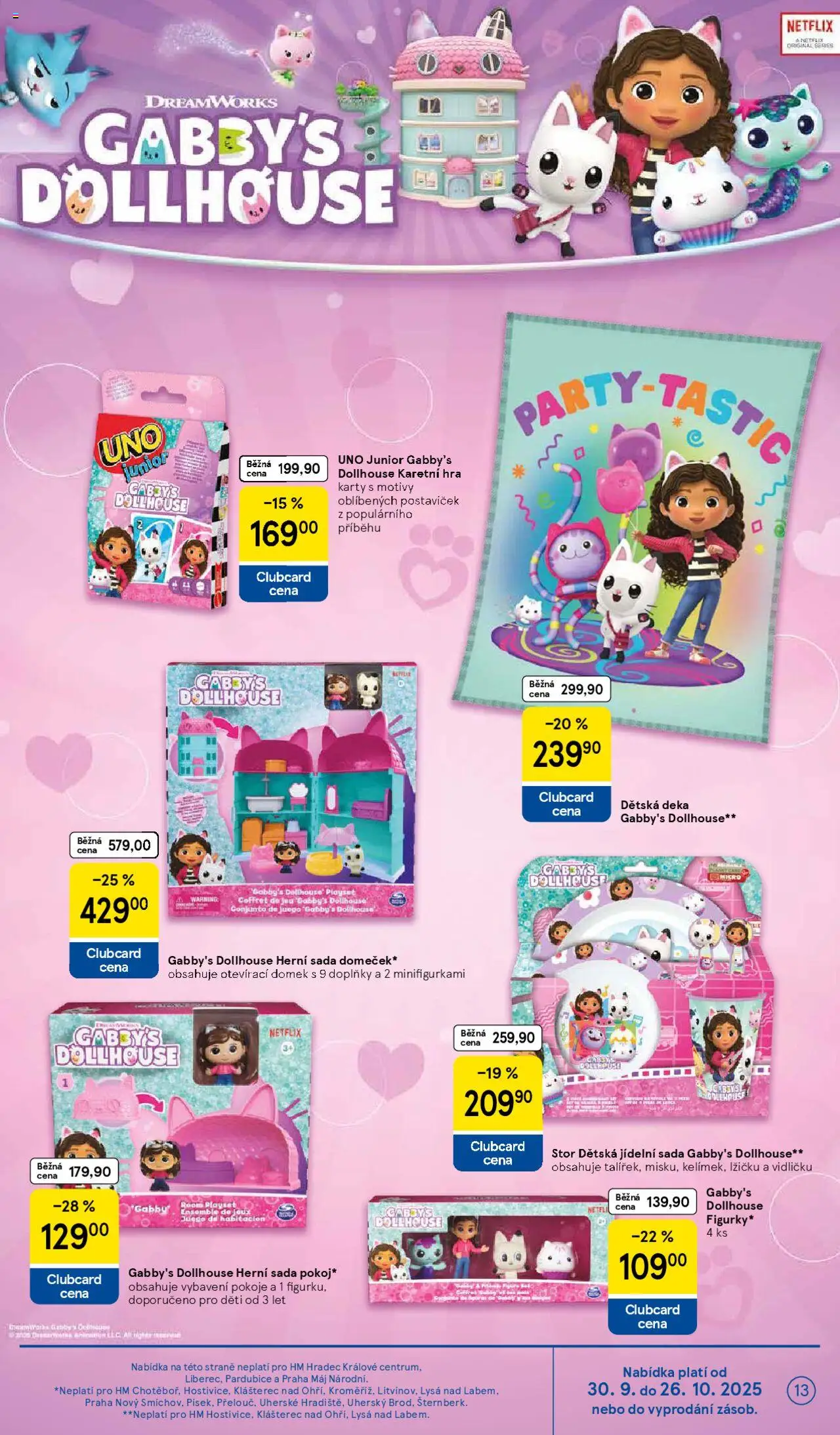 Tesco leták - Hypermarket od 01.10.2025 | Strana: 13 | Produkty: Hra, Gabby's Dollhouse, Deka, Karty