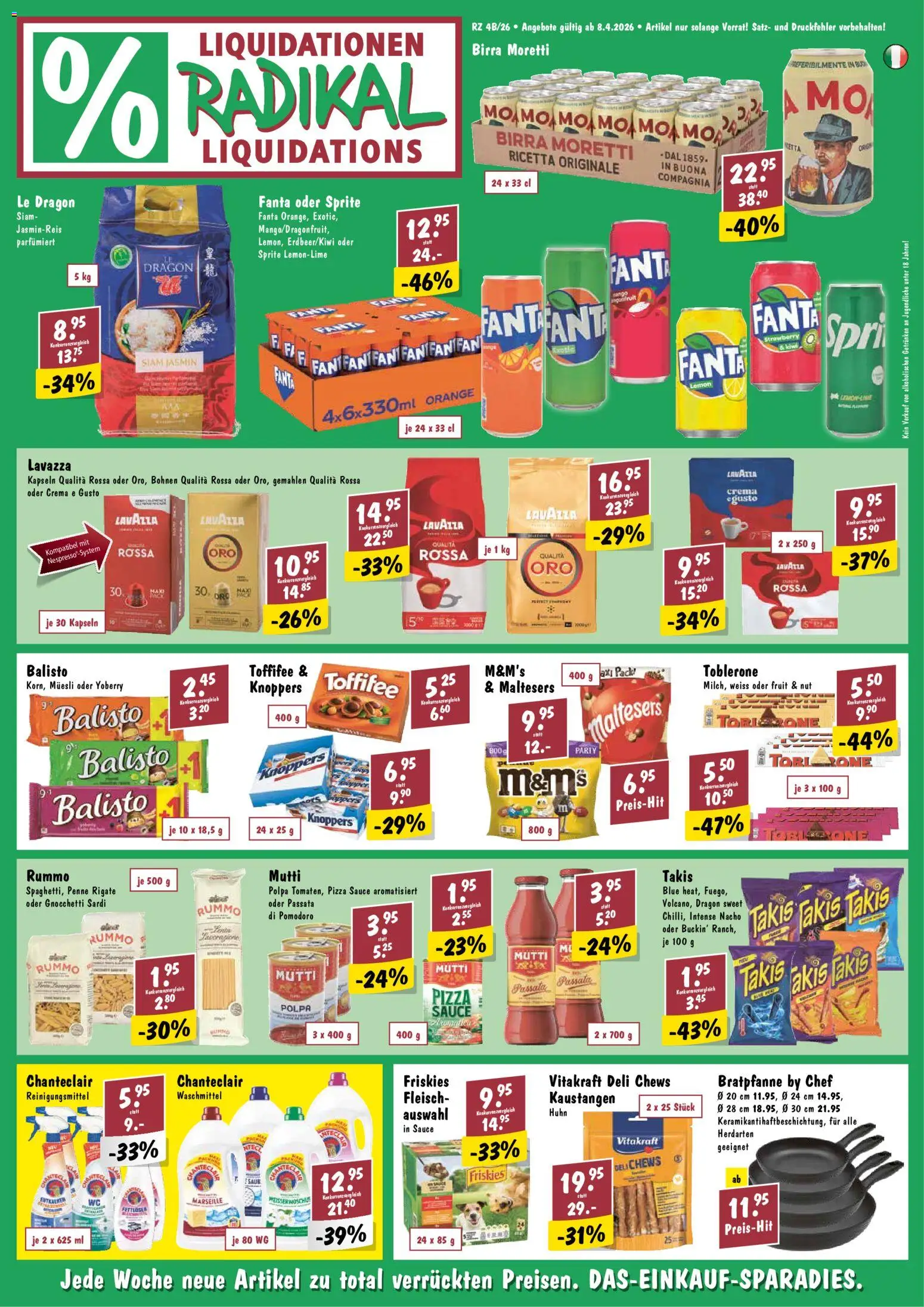 Radikal aktionen – gültig ab 08.04.2026 | Seite: 1 | Produkte: Fanta, Sprite, Jasminreis, Waschmittel
