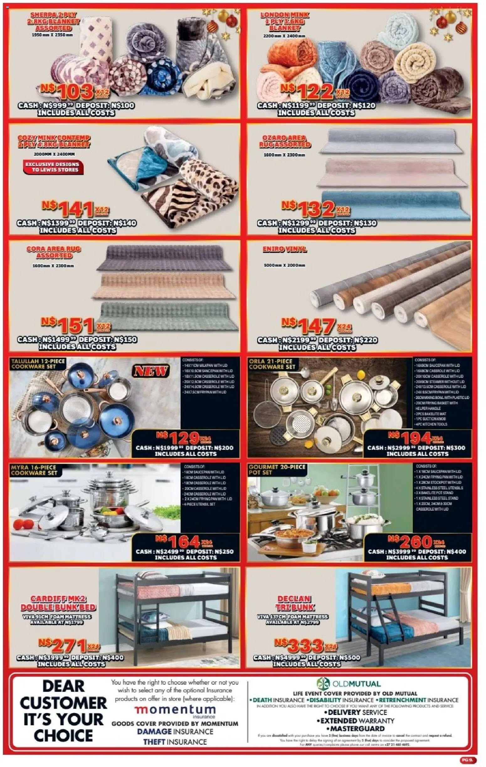New Lewis Stores catalogue – valid from 08.12.2025 | Page: 9 | Products: Bowl, Basket, Double bunk, Foam