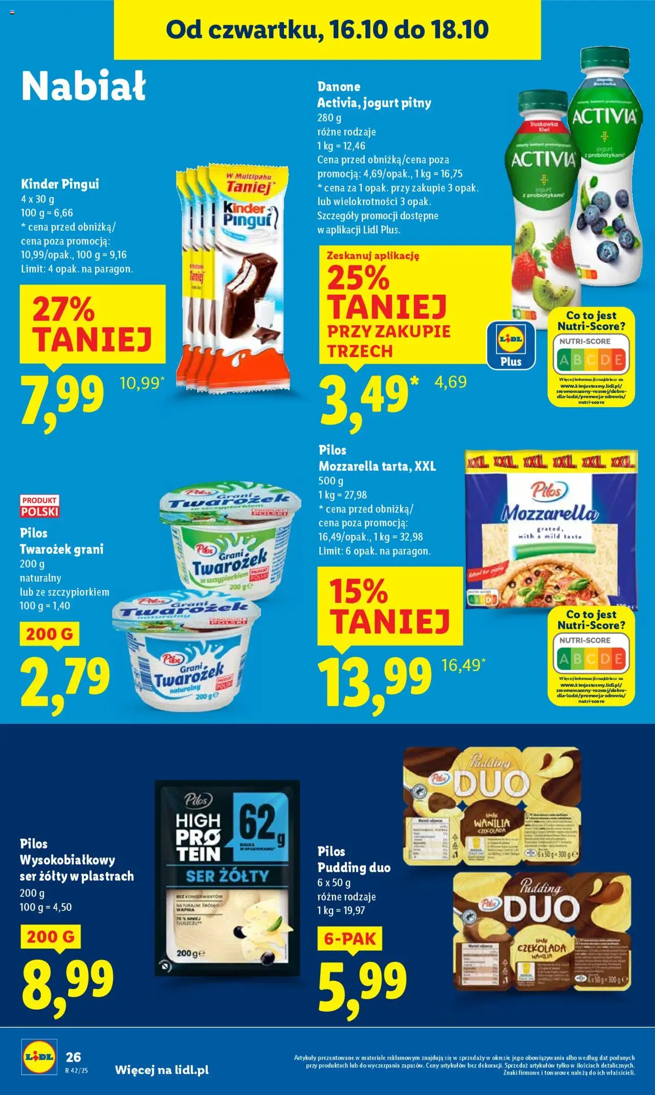 Lidl Gazetka od 16.10.2025 | Strona: 30 | Produkty: Ser żółty, Jogurt pitny, Jogurt, Czekolada