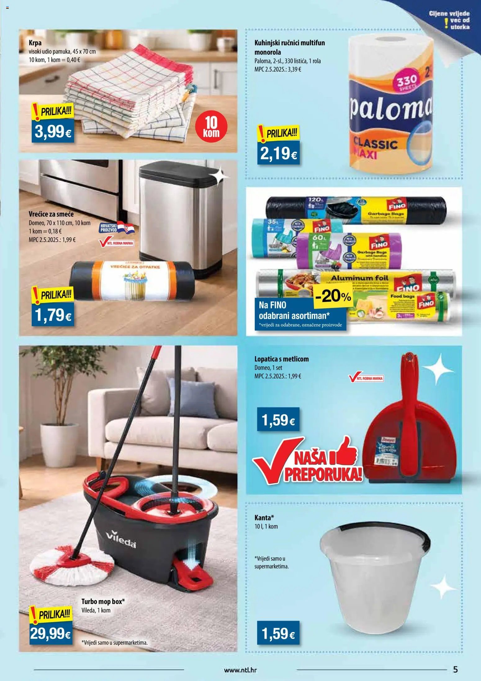 NTL katalog | vrijedi od 11.03.2026 | Stranica: 5 | Proizvodi: Krpa, Mop, Lopatica, Vileda