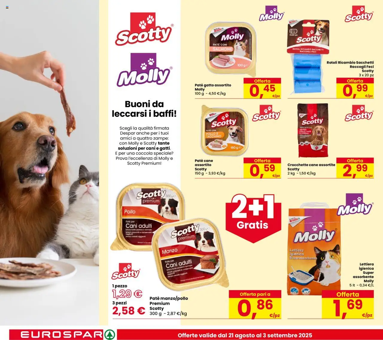 Volantino Despar del 21.08.2025 | Pagina: 18 | Prodotti: Paté, Salmone, Tacchino, Crocchette cane
