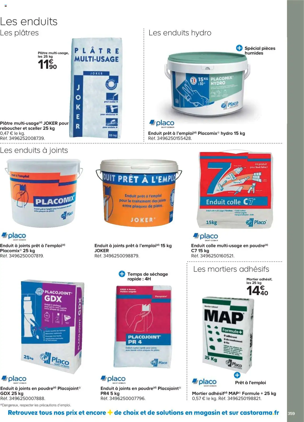 {H1} | Page: 359 | Produits: Mortier, Plâtre, Colle