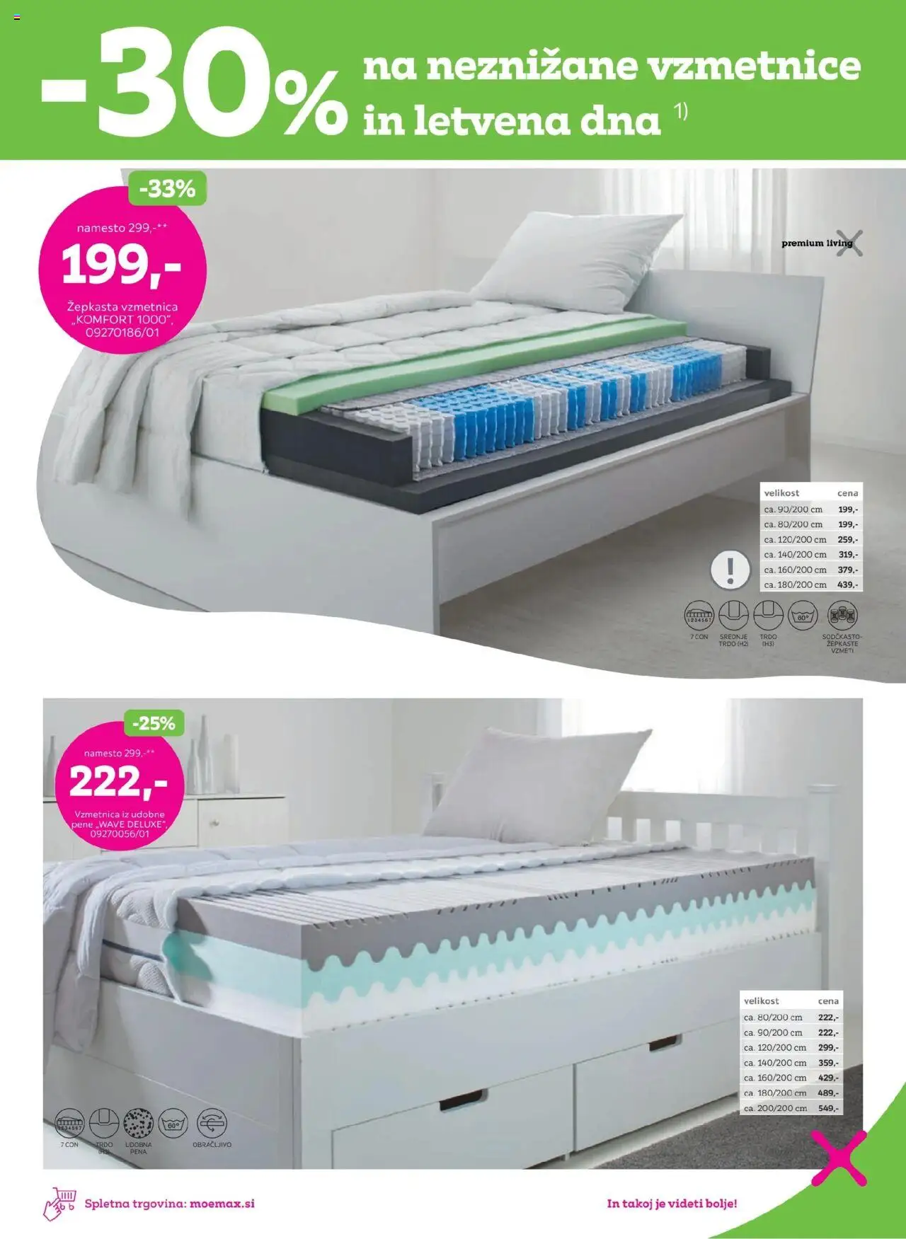 Mömax katalog -30% na neznižane vzmetnice in letvena dna │ velja od 18.08.2025 | Stran: 7 | Izdelki: Vzmetnica